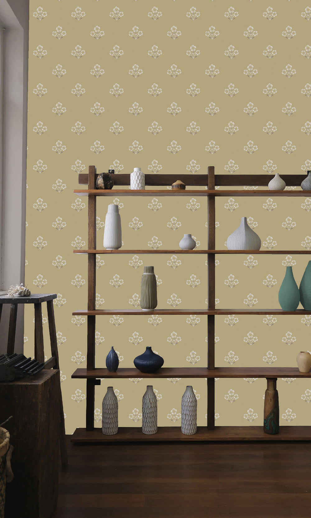 Ochre Timeless Bloom Floral Wallpaper R9674