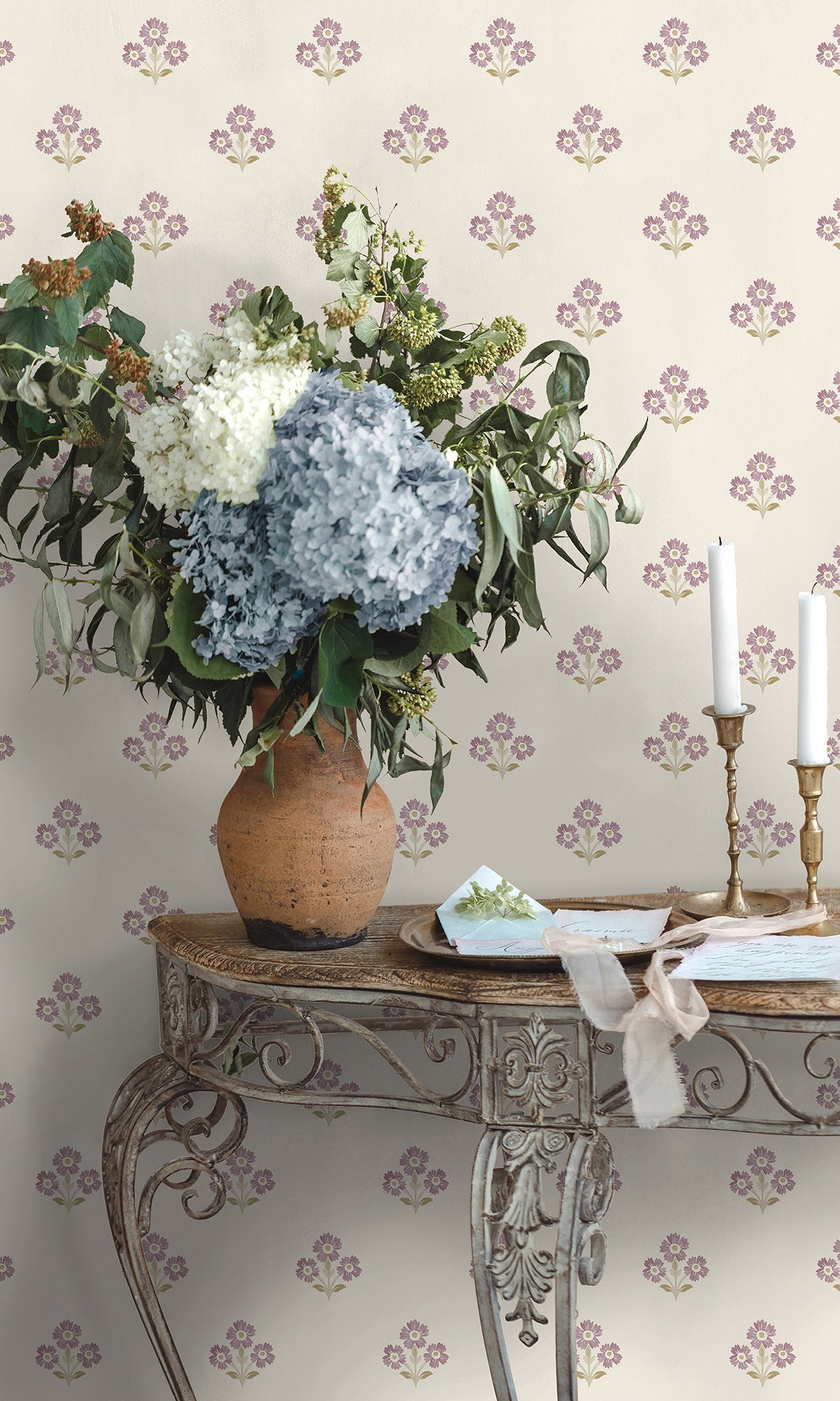 Neutral Mulberry Timeless Bloom Floral Wallpaper R9675