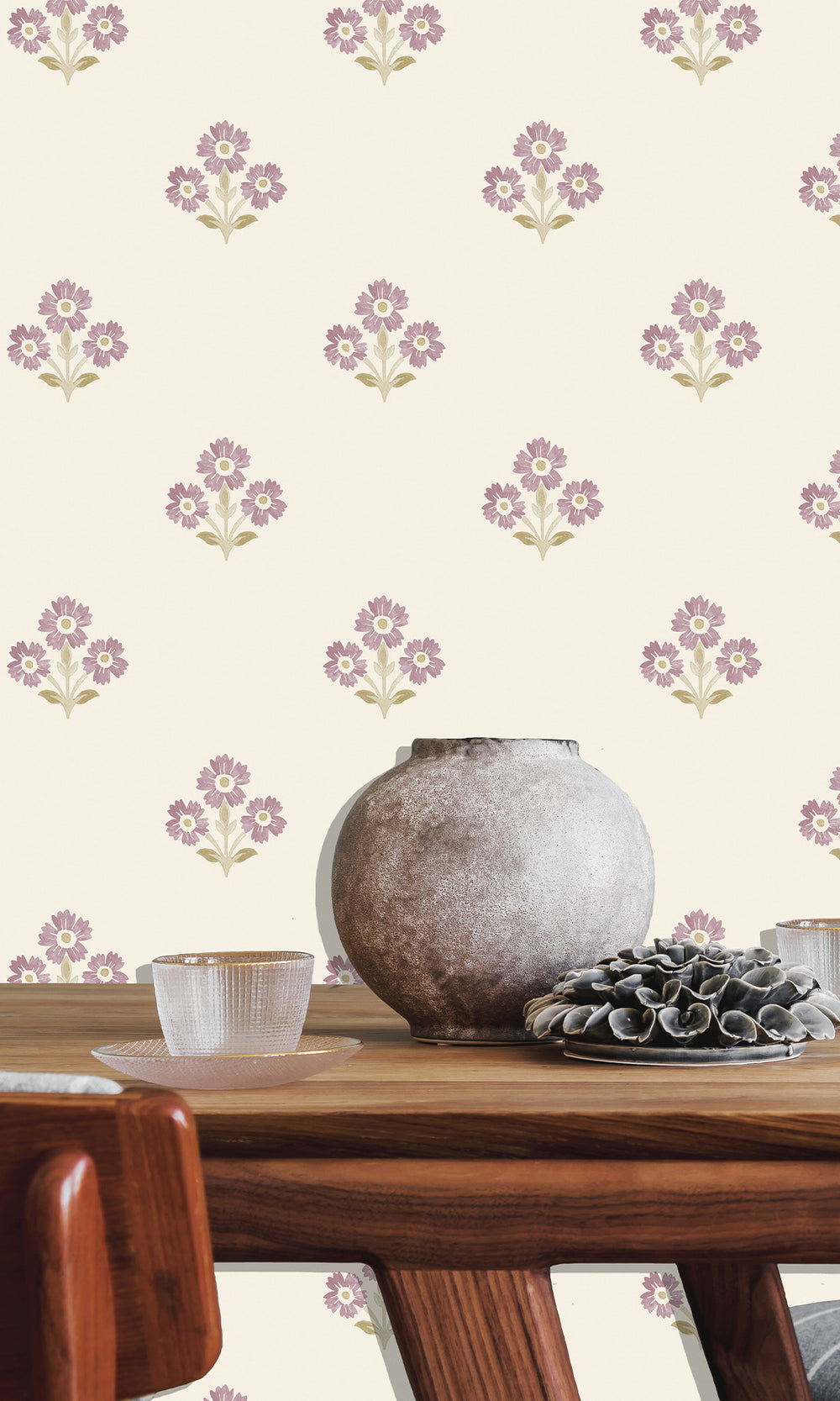Neutral Mulberry Timeless Bloom Floral Wallpaper R9675