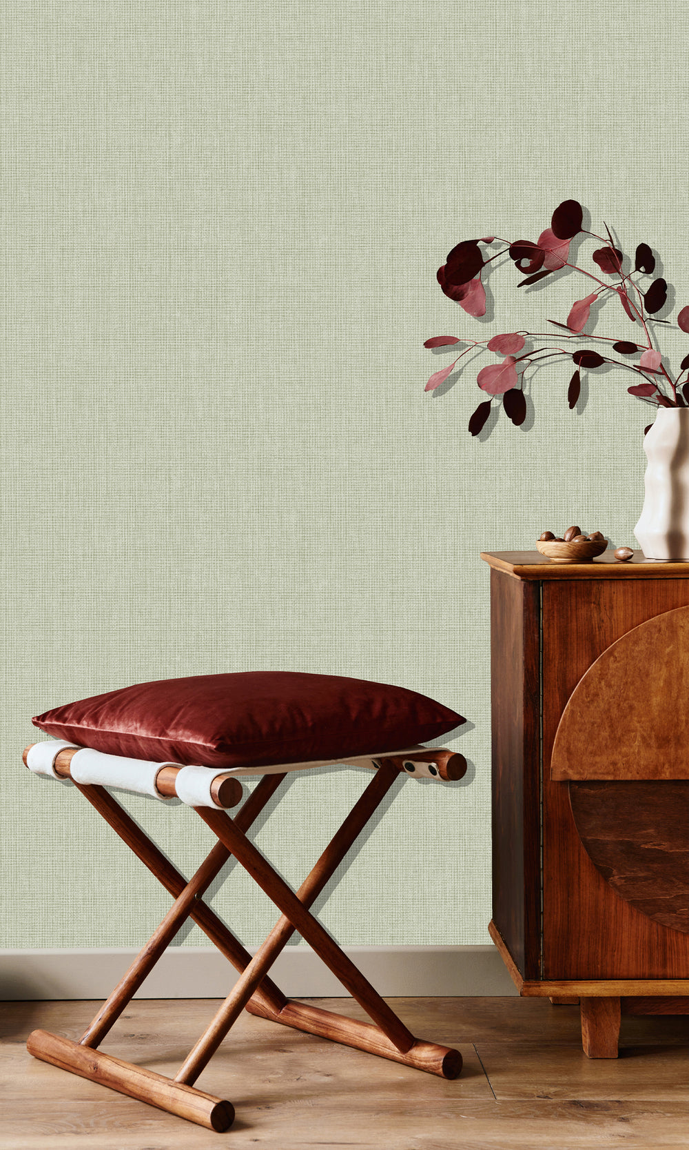 Sage Linen Weave Textured Wallpaper R9676