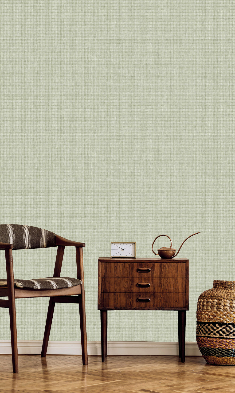 Sage Linen Weave Textured Wallpaper R9676