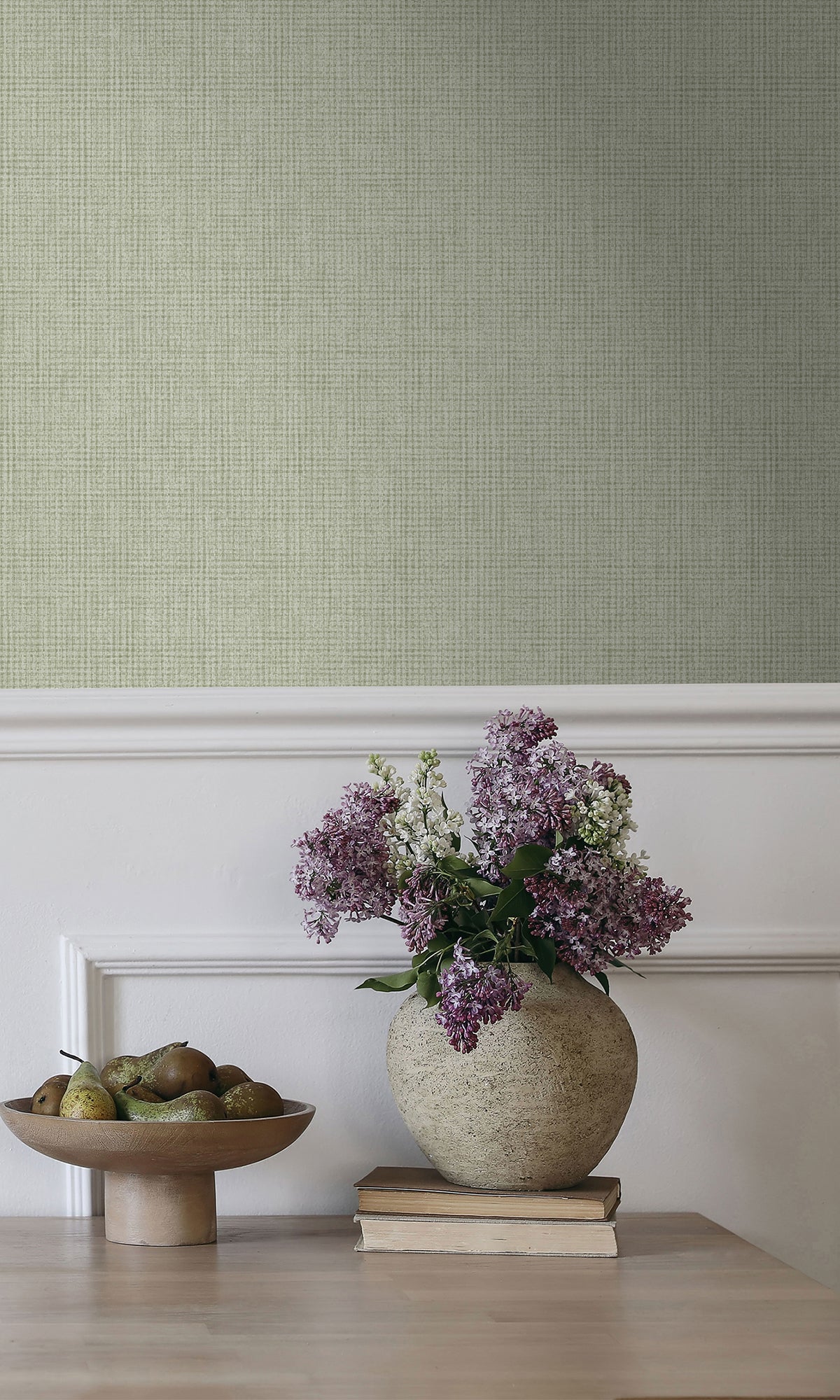 Sage Linen Weave Textured Wallpaper R9676