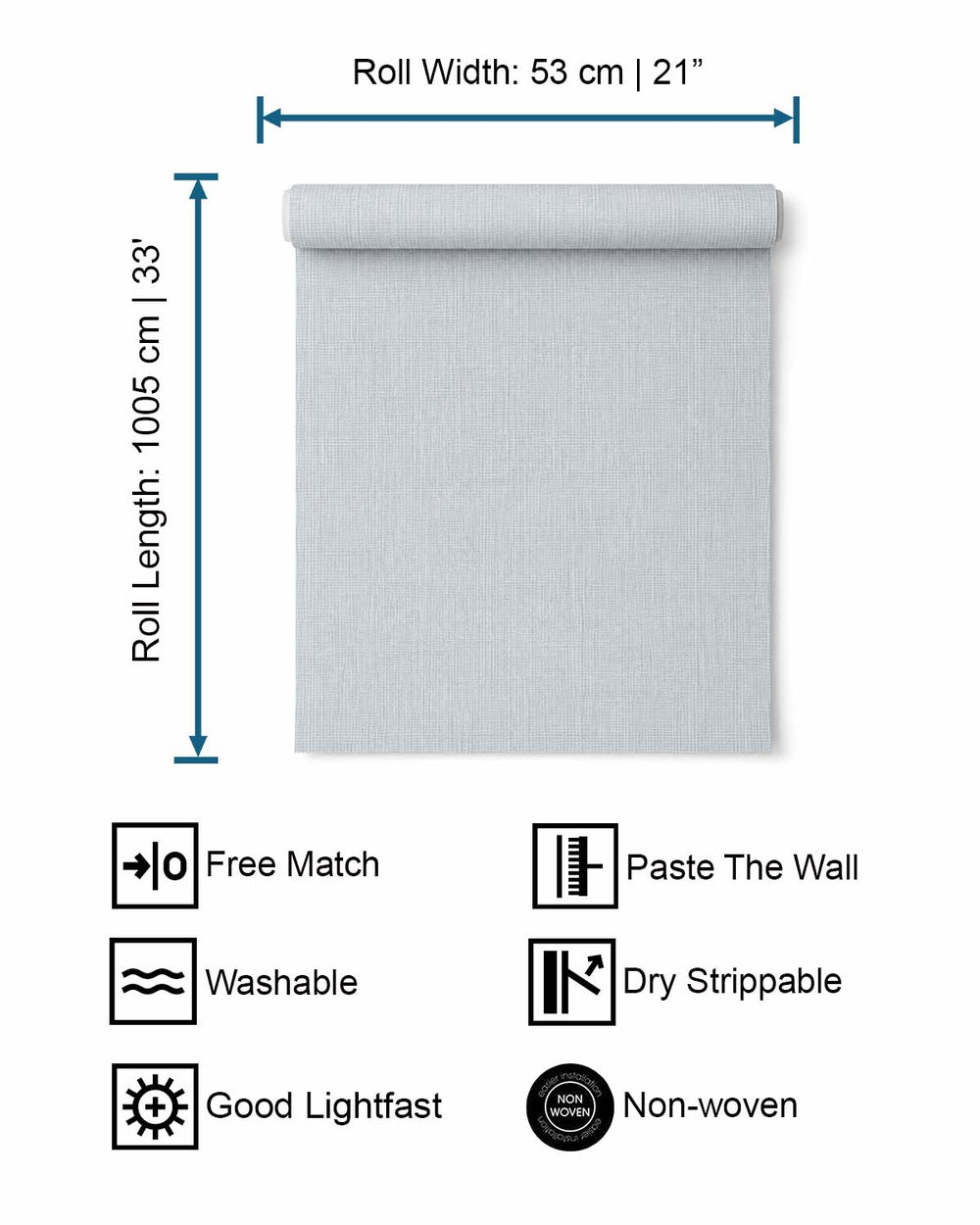 Blue Linen Weave Textured Wallpaper R9677