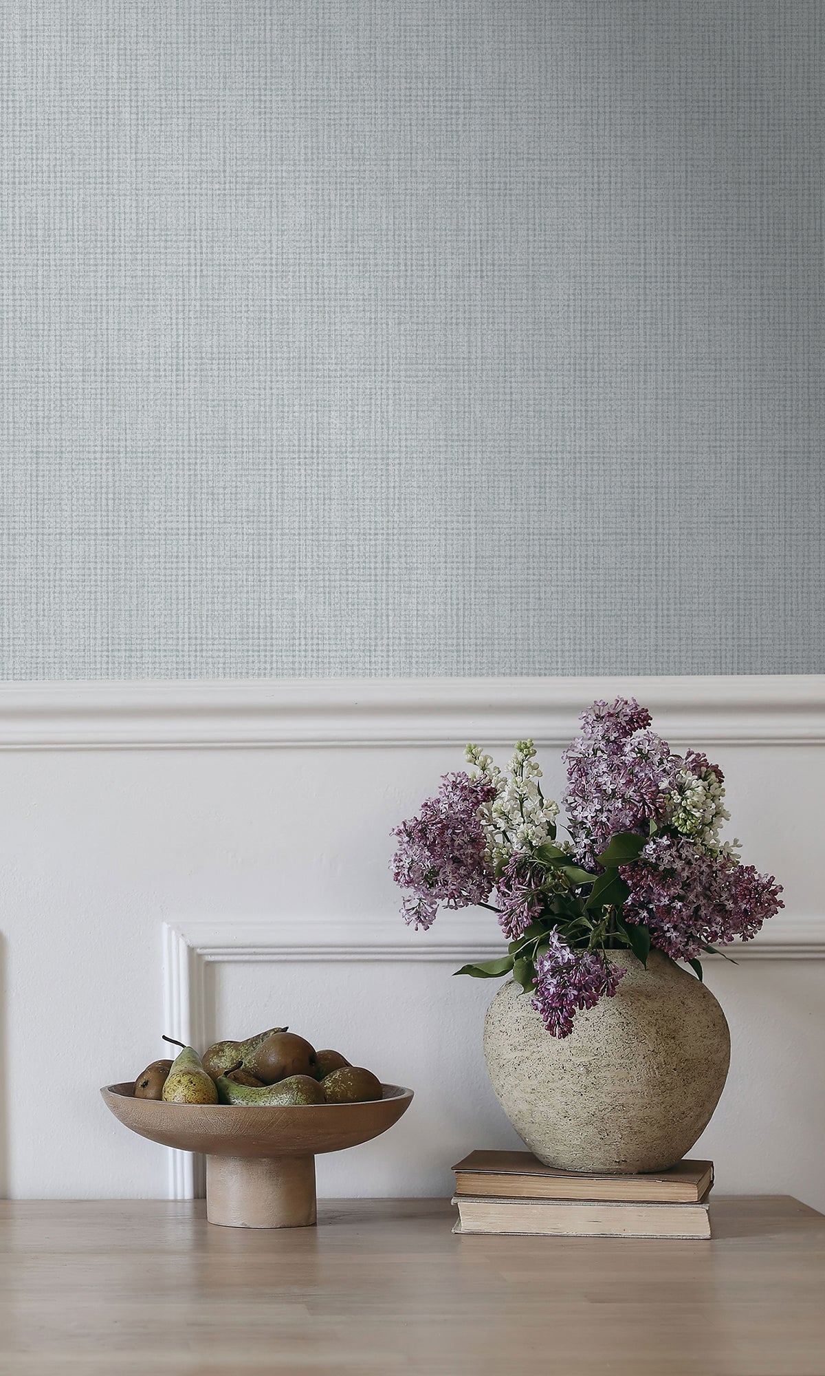 Blue Linen Weave Textured Wallpaper R9677