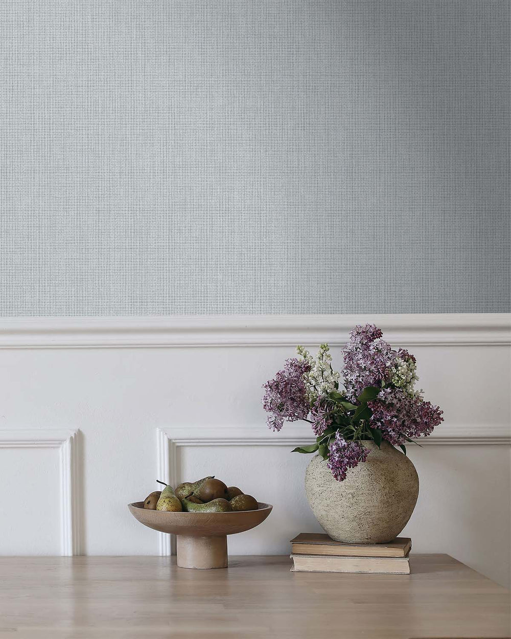 Blue Linen Weave Textured Wallpaper R9677