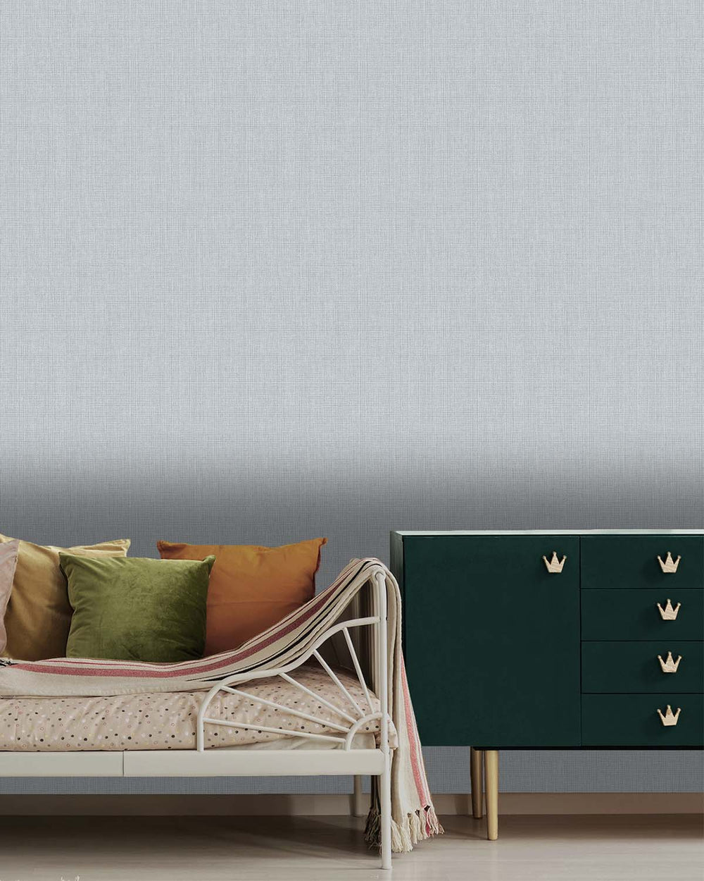 Blue Linen Weave Textured Wallpaper R9677