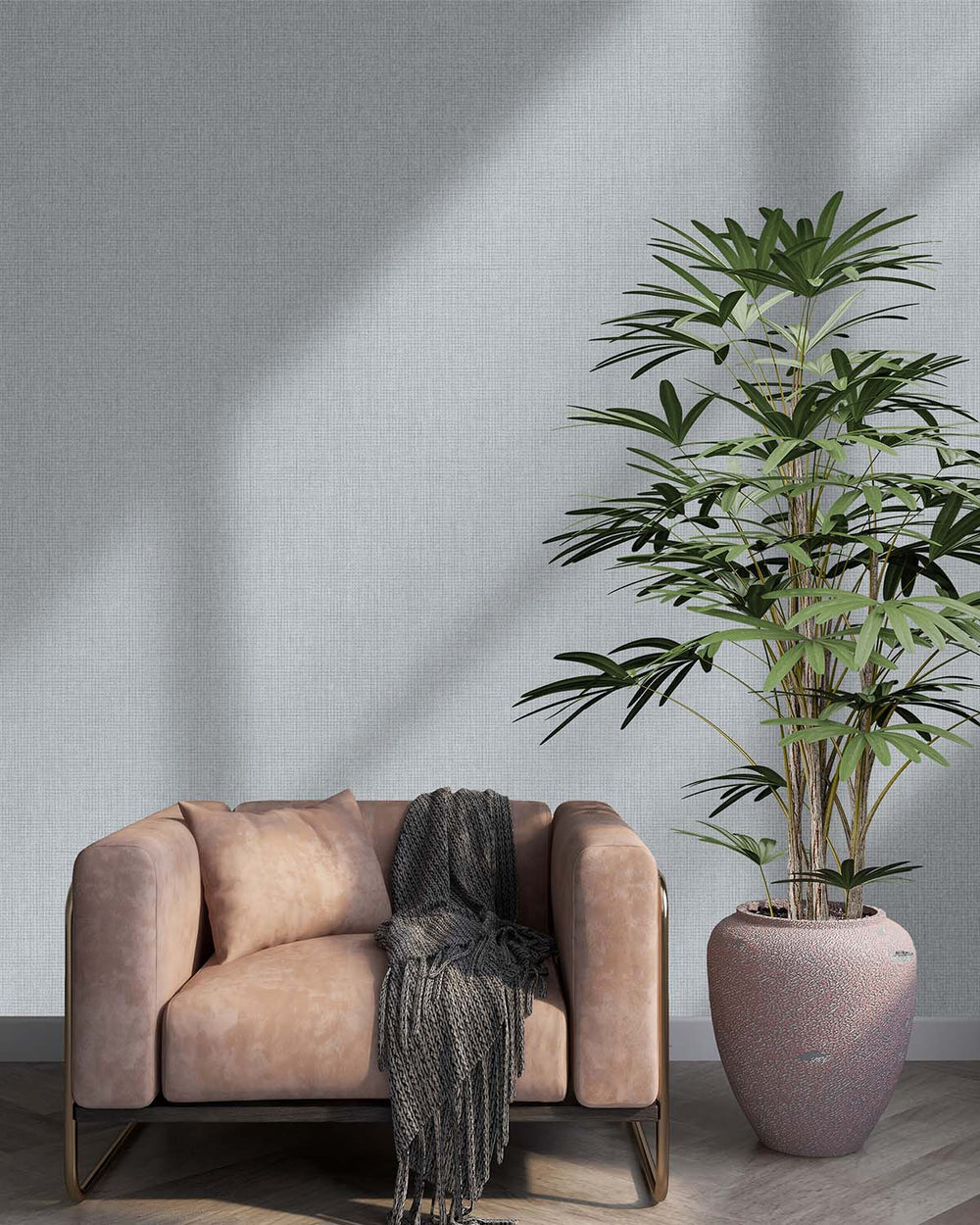 Blue Linen Weave Textured Wallpaper R9677
