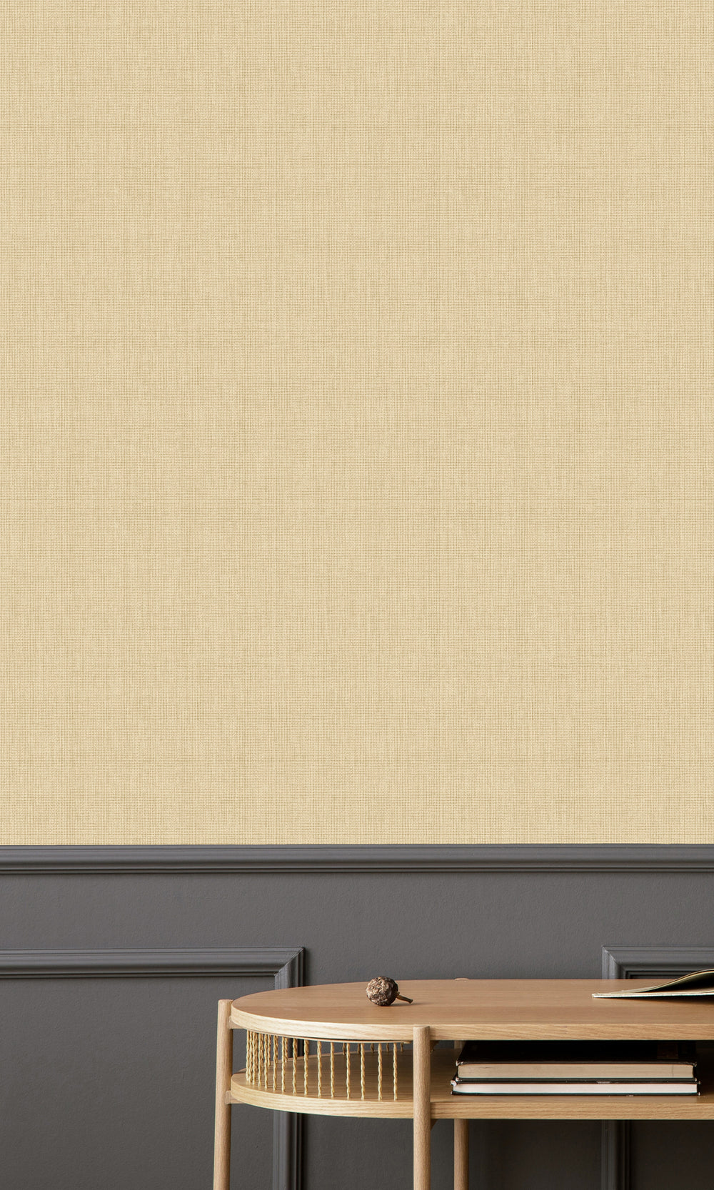 Ochre Linen Weave Textured Wallpaper R9678