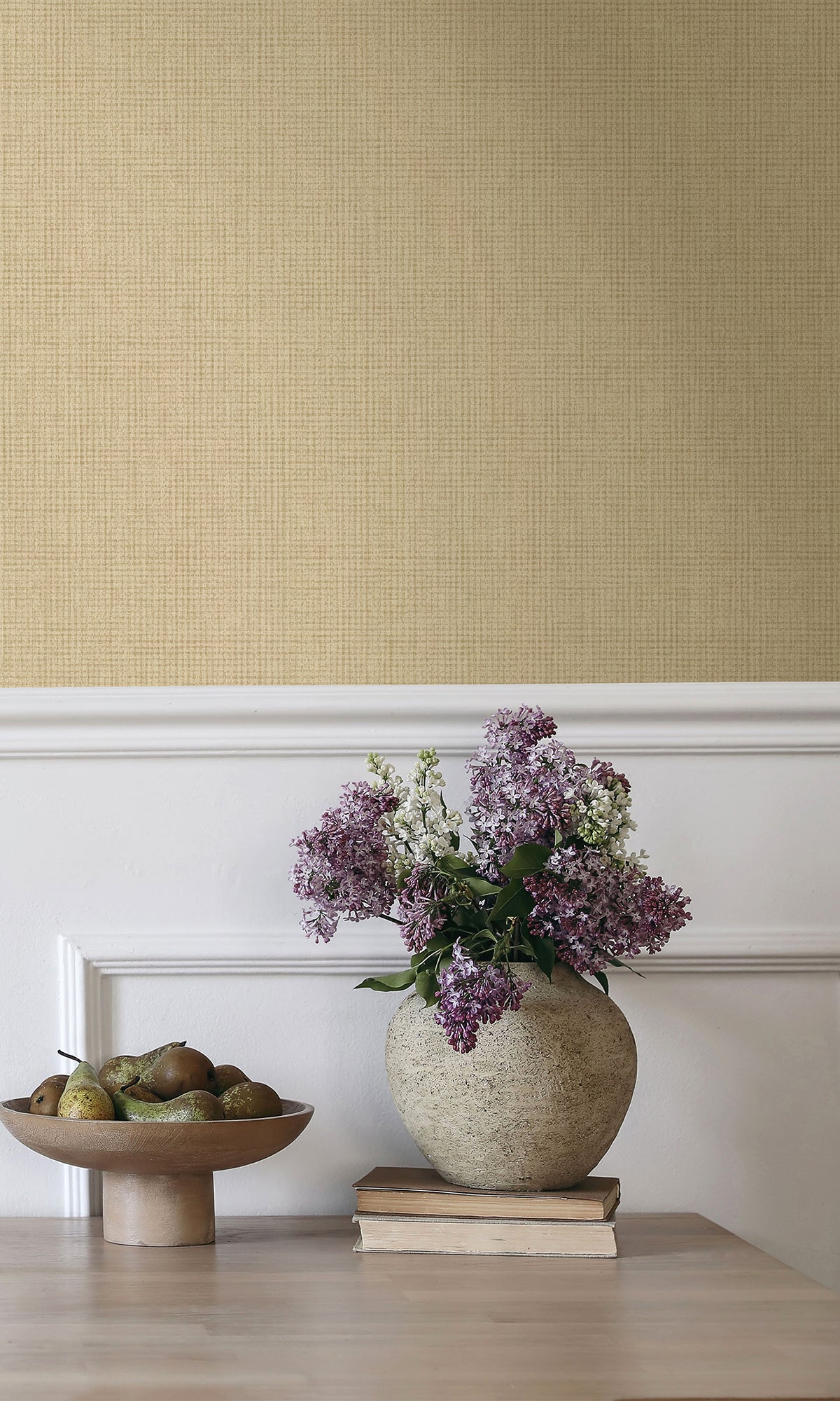 Ochre Linen Weave Textured Wallpaper R9678