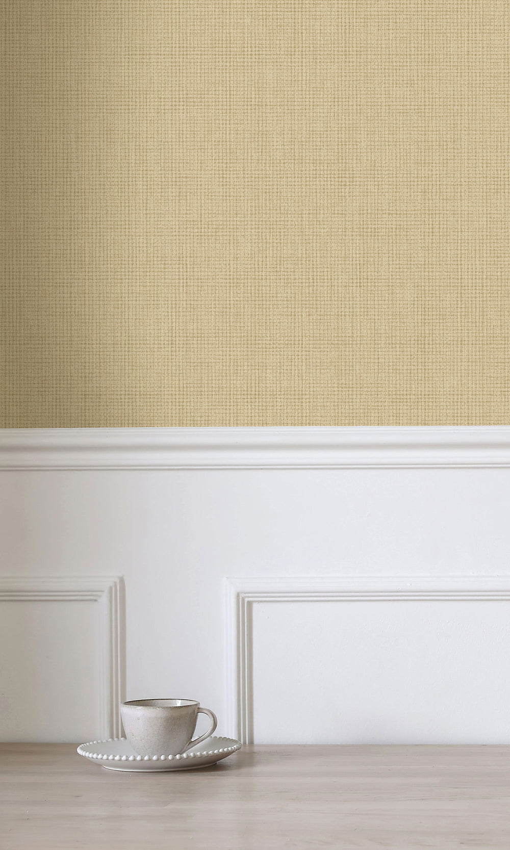 Ochre Linen Weave Textured Wallpaper R9678