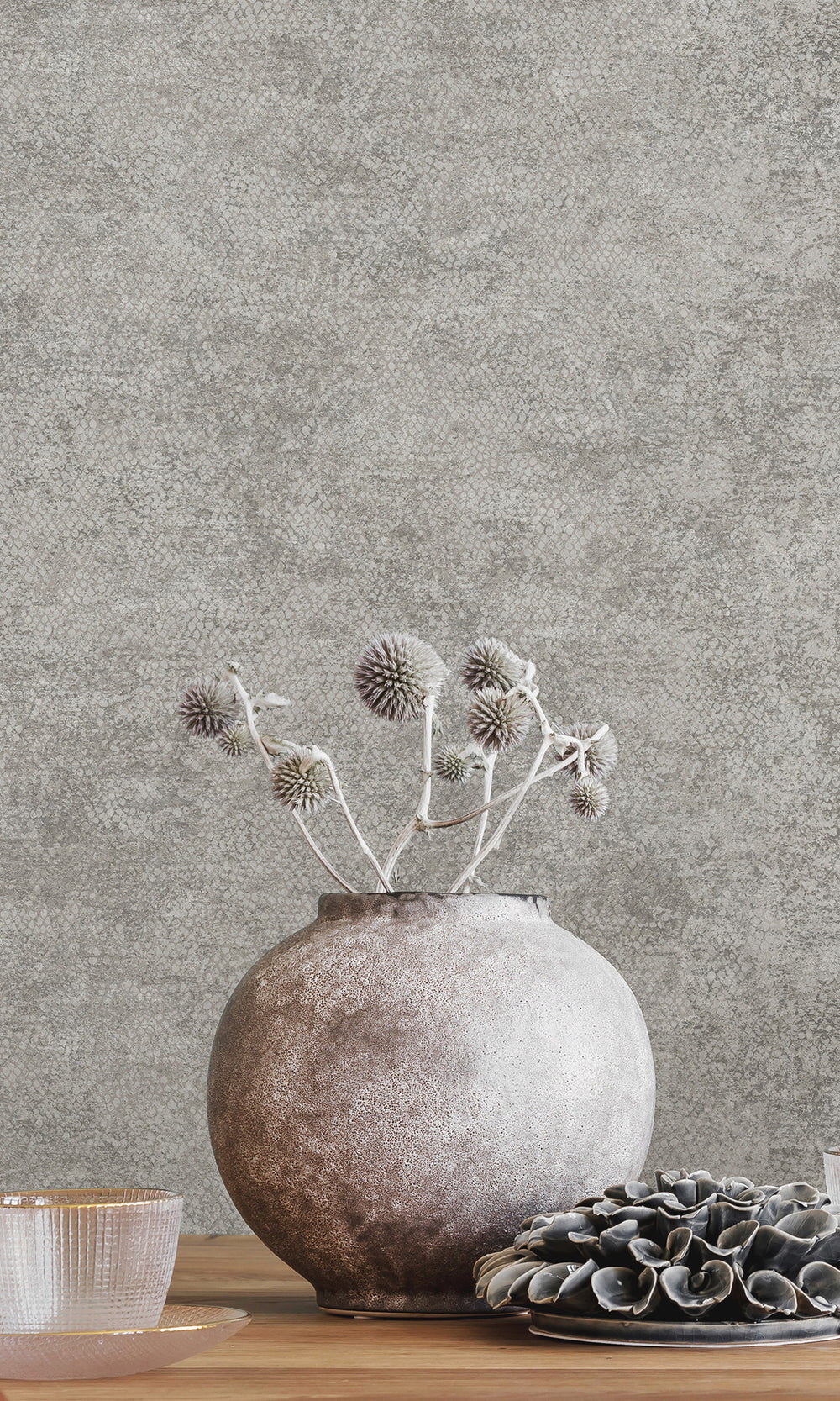 Grey Serpent Luxe Textured Wallpaper R9681