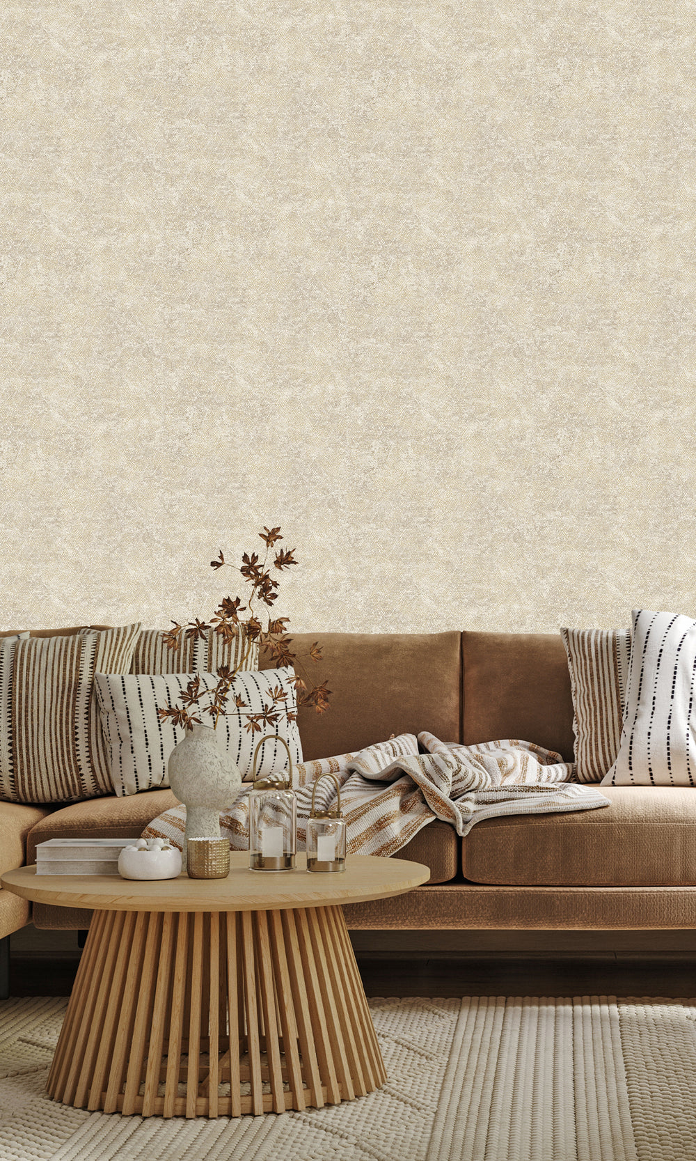 Cream Serpent Luxe Textured Wallpaper R9683