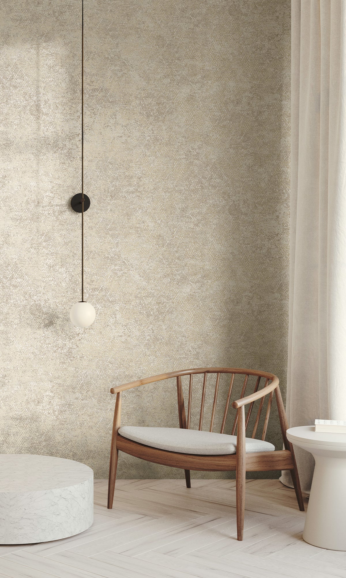 Cream Serpent Luxe Textured Wallpaper R9683