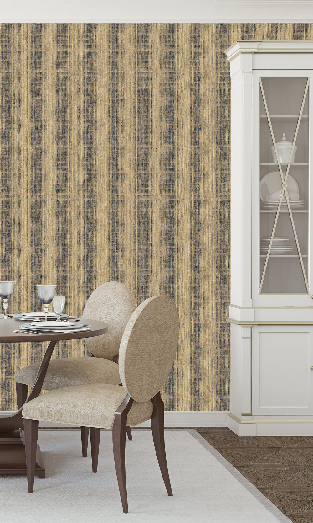 Beige Black Woven Luxe Textured Wallpaper R9685