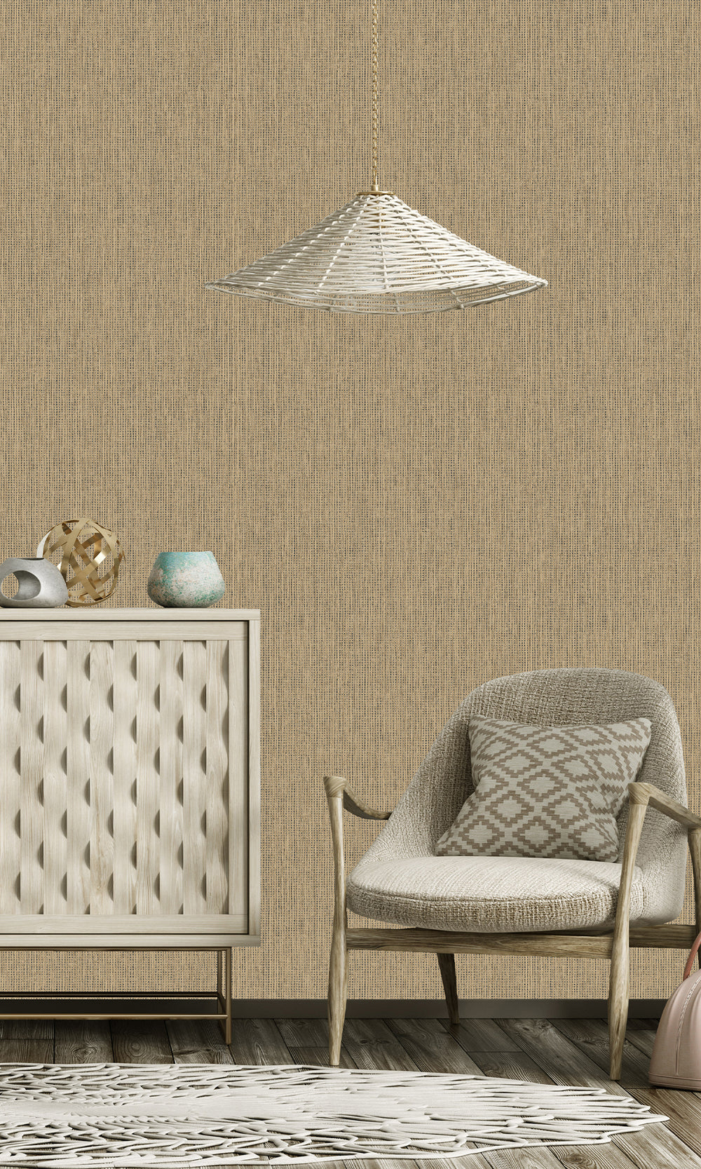 Beige Black Woven Luxe Textured Wallpaper R9685