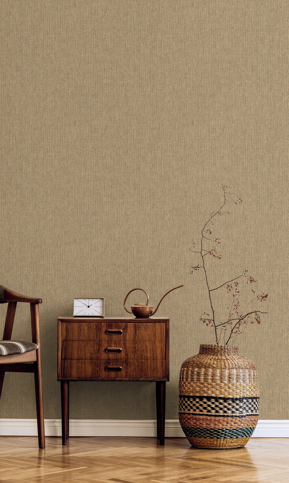 Beige Black Woven Luxe Textured Wallpaper R9685