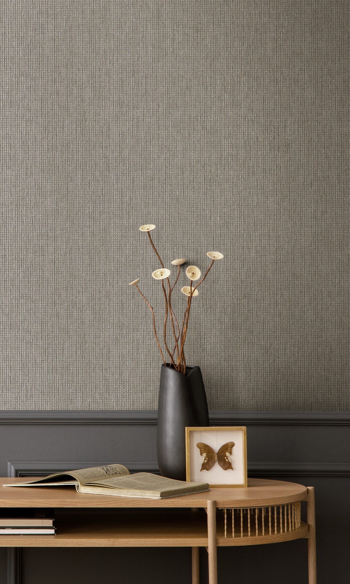 Charcoal Woven Luxe Textured Wallpaper R9687