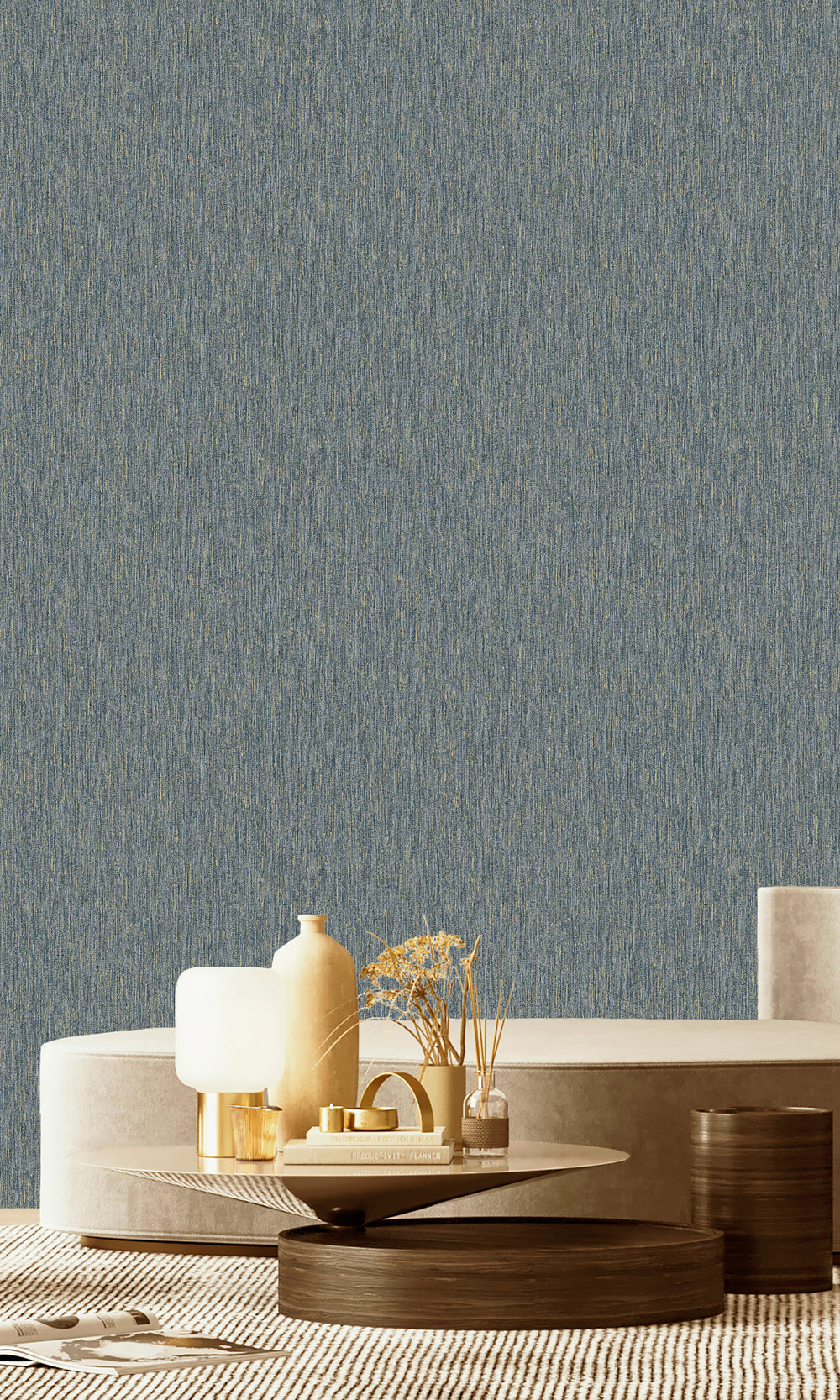 Blue Wicker Weave Textured Wallpaper R9690