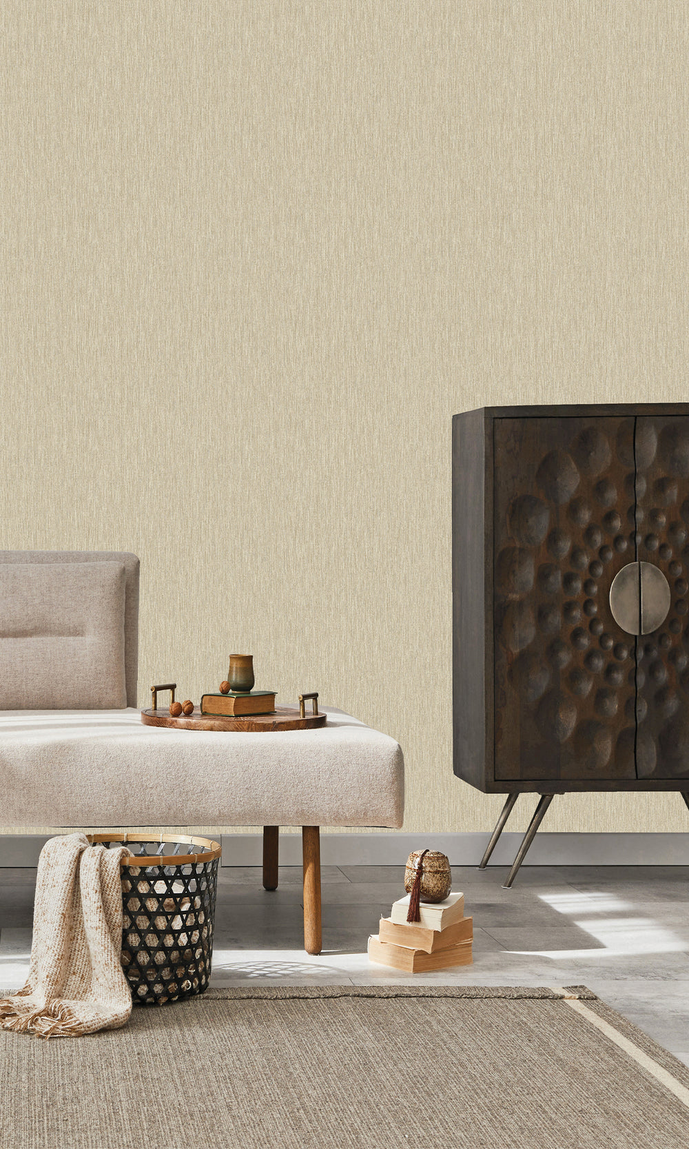 Cream Wicker Weave Textured Wallpaper R9692