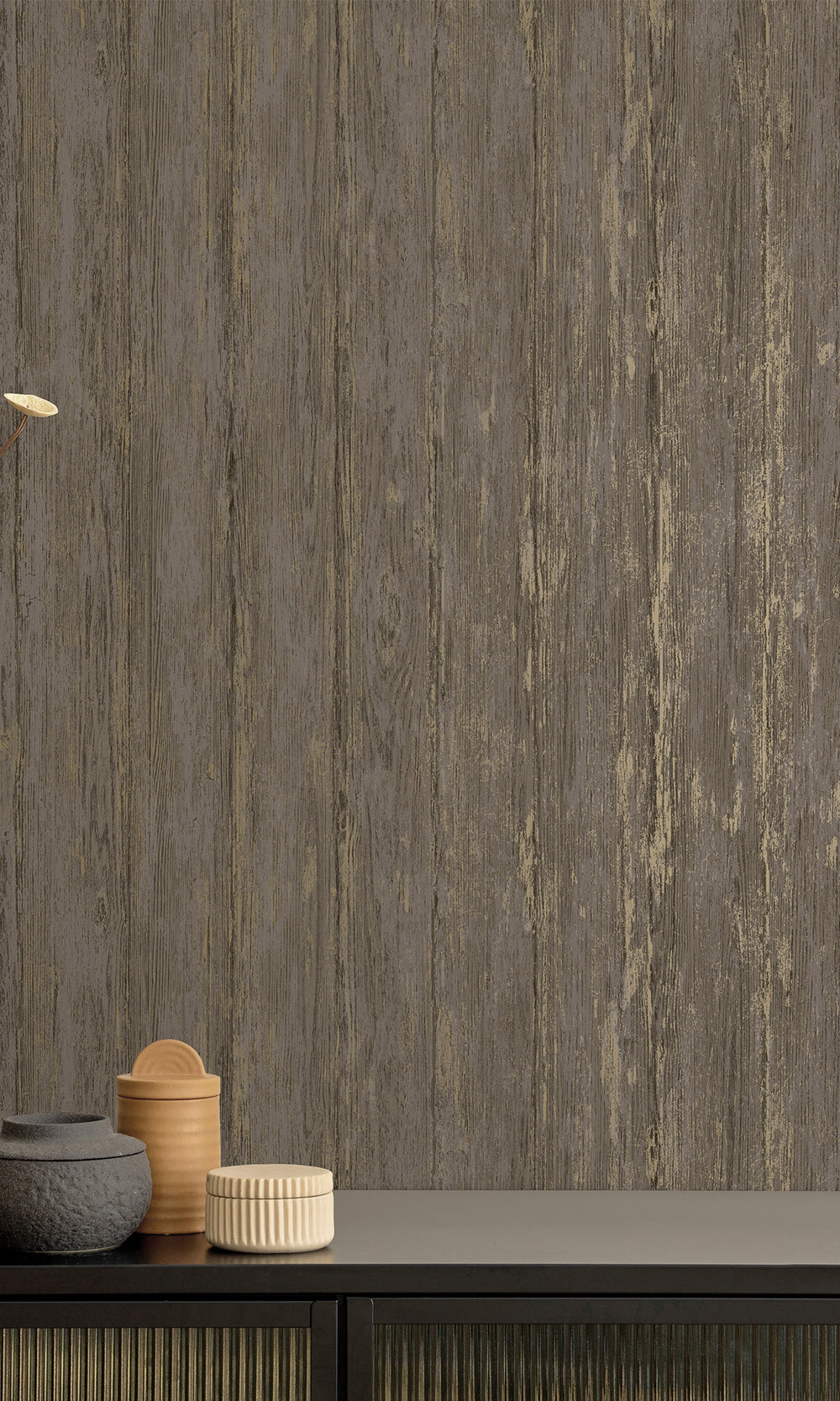 Charcoal Rustic Timber Textured Wallpaper R9693
