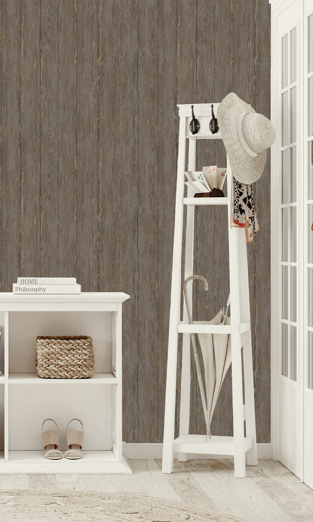 Charcoal Rustic Timber Textured Wallpaper R9693