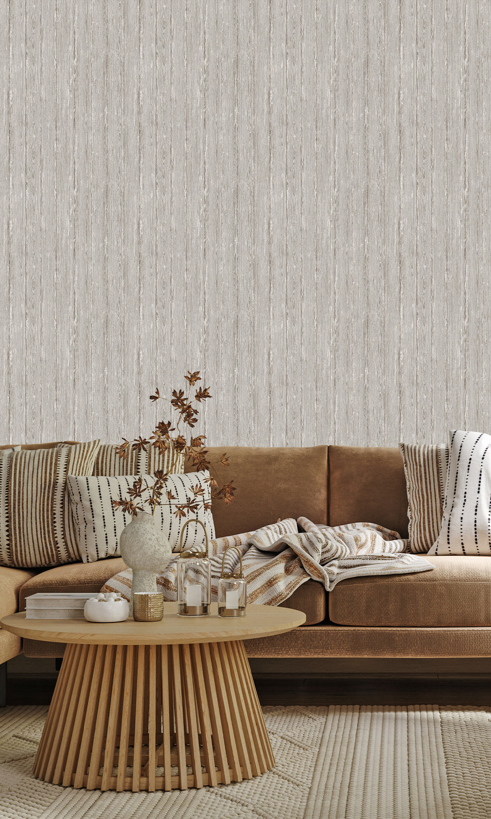Grey Rustic Timber Textured Wallpaper R9694