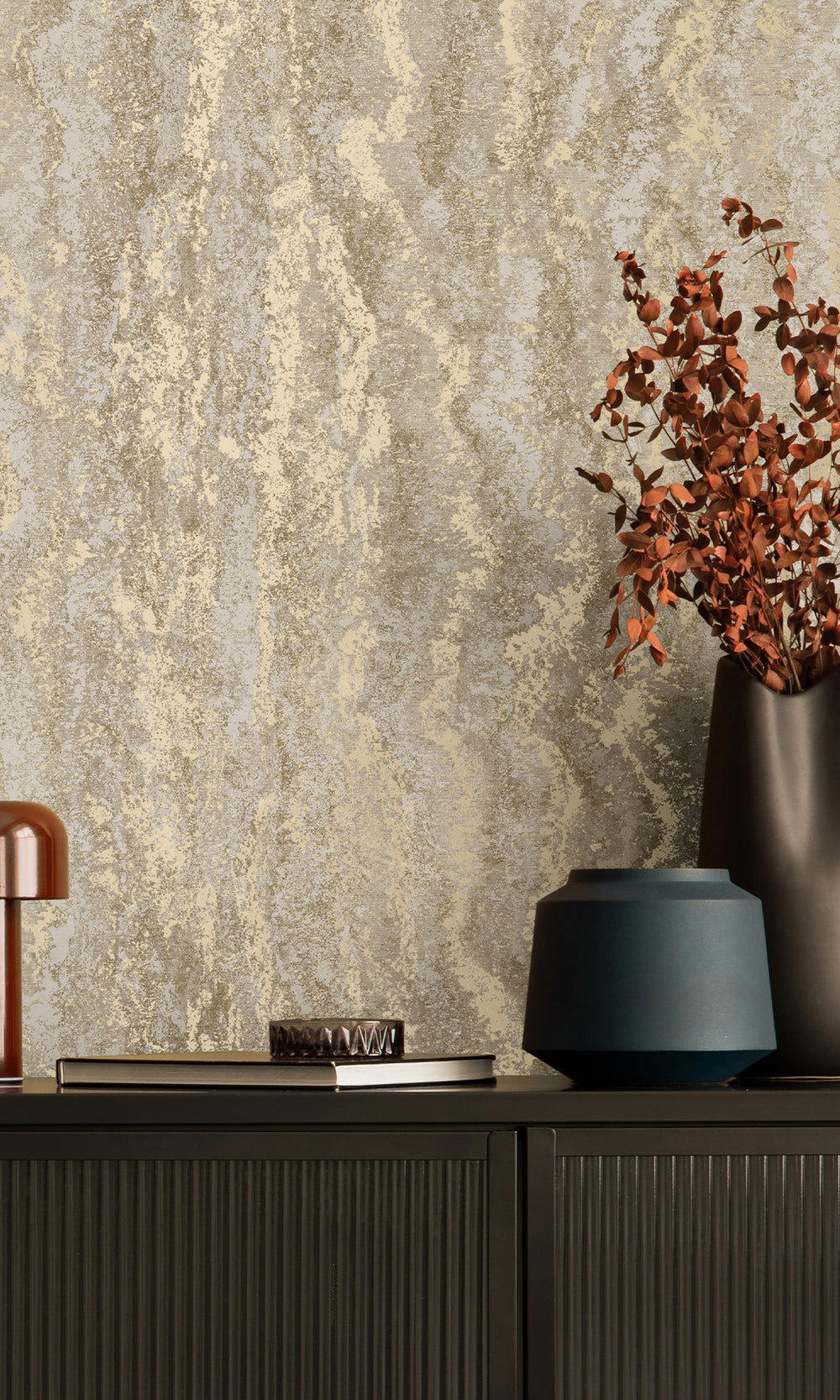 Taupe Marble Striation Textured Wallpaper R9696