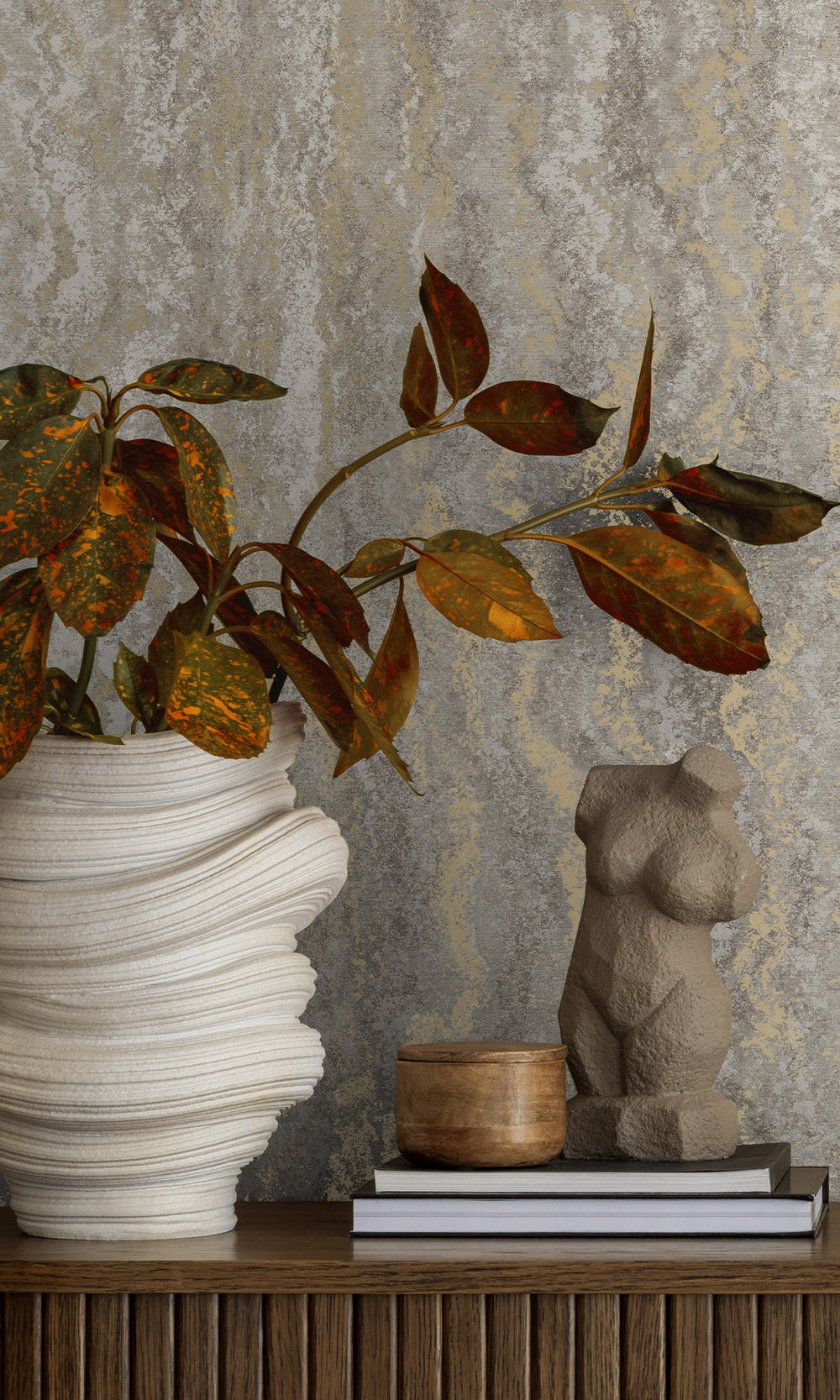 Grey Marble Striation Textured Wallpaper R9697
