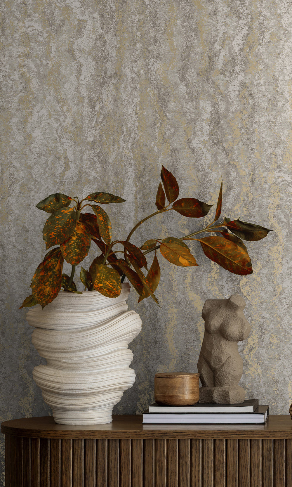 Grey Marble Striation Textured Wallpaper R9697
