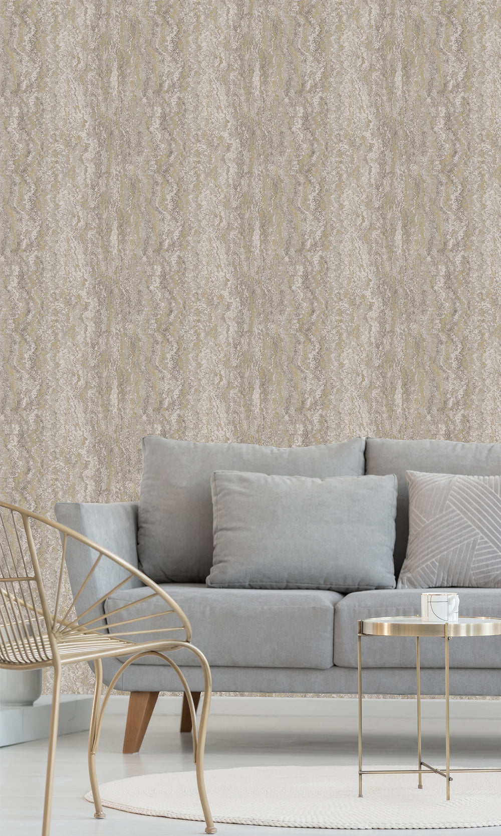 Grey Marble Striation Textured Wallpaper R9697