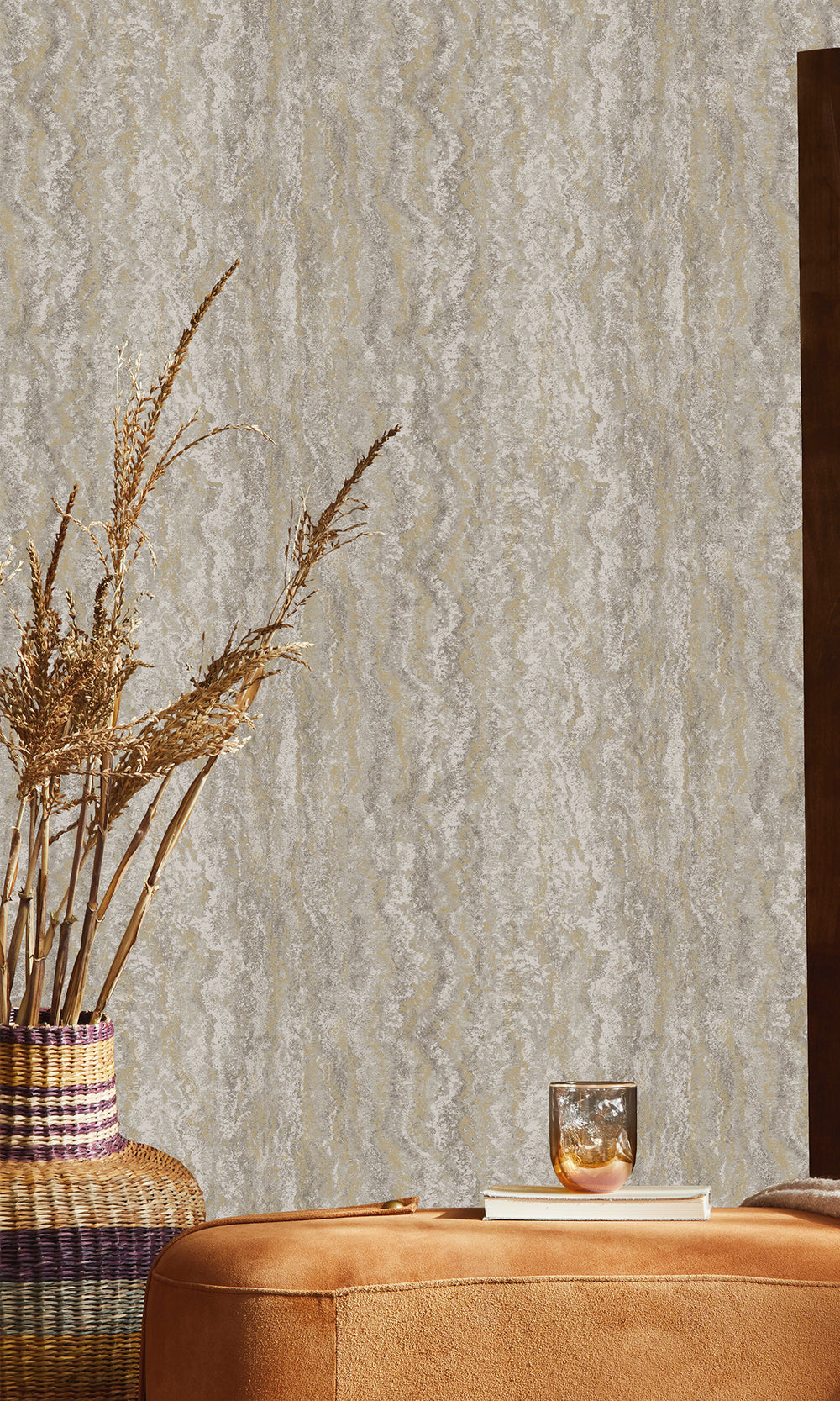 Grey Marble Striation Textured Wallpaper R9697