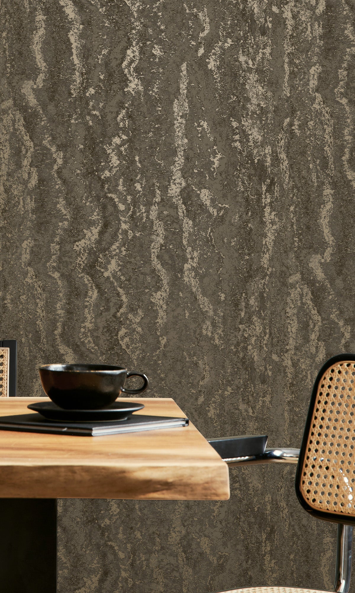 Charcoal Marble Striation Textured Wallpaper R9699