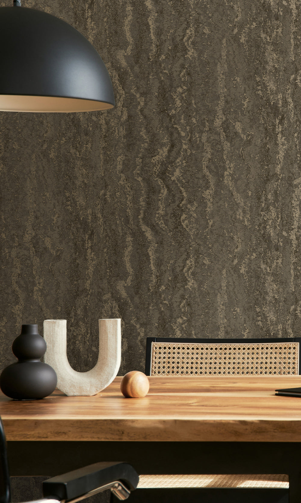 Charcoal Marble Striation Textured Wallpaper R9699
