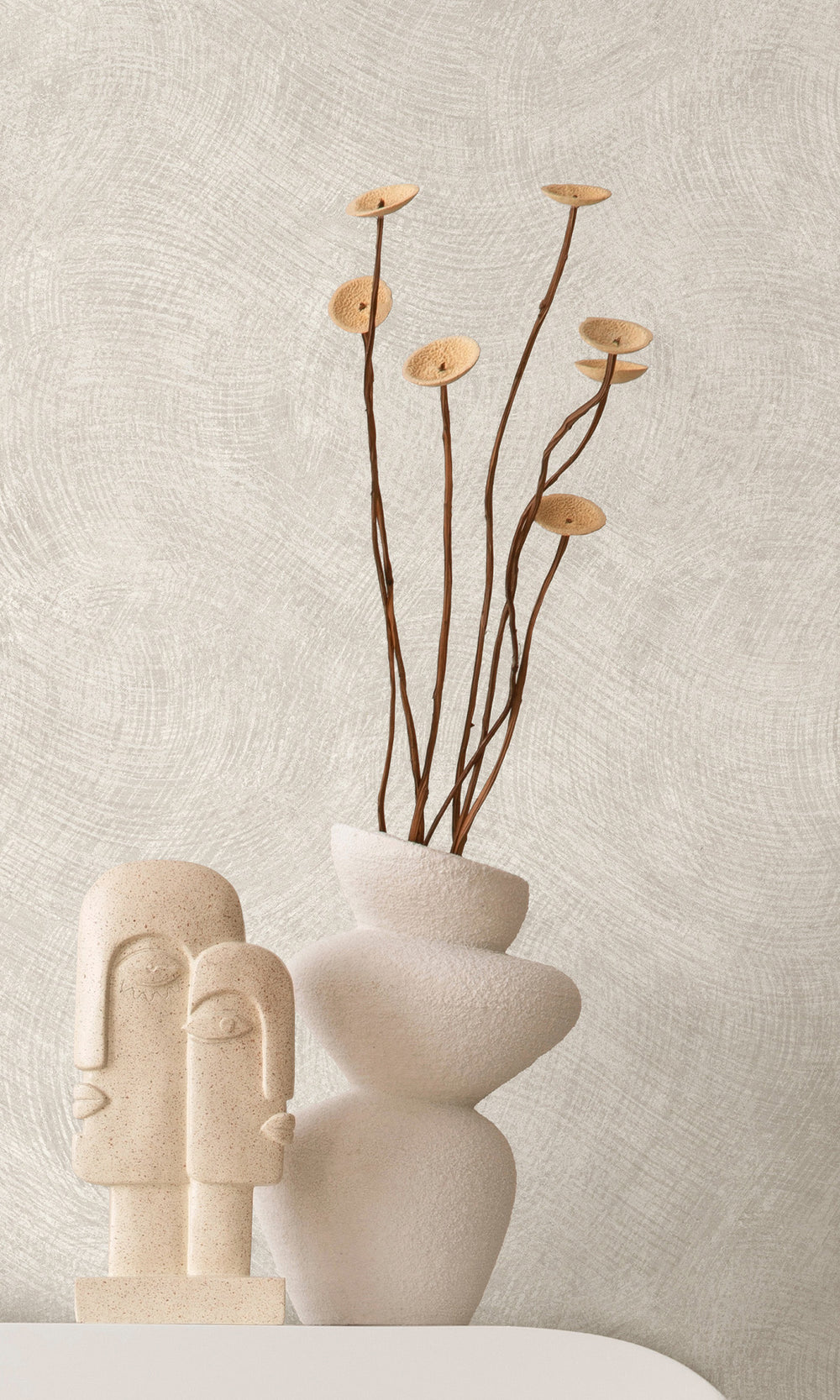Cream Wave Motion Textured Wallpaper R9700