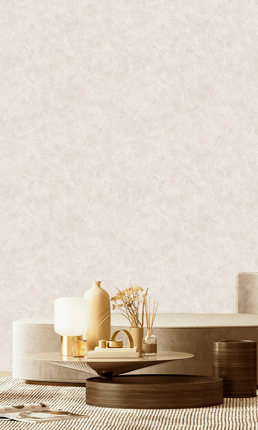 Cream Wave Motion Textured Wallpaper R9700