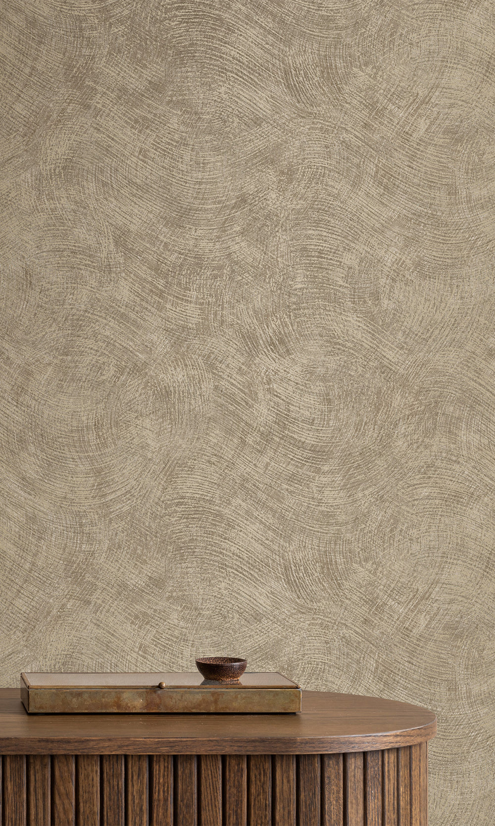 Taupe Wave Motion Textured Wallpaper R9701