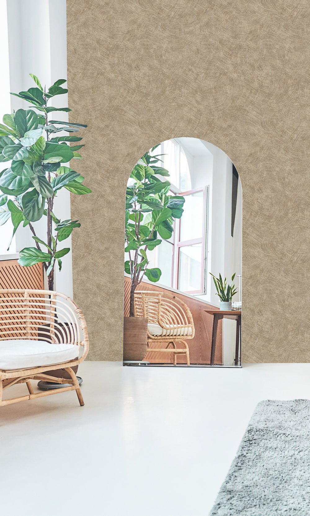 Taupe Wave Motion Textured Wallpaper R9701
