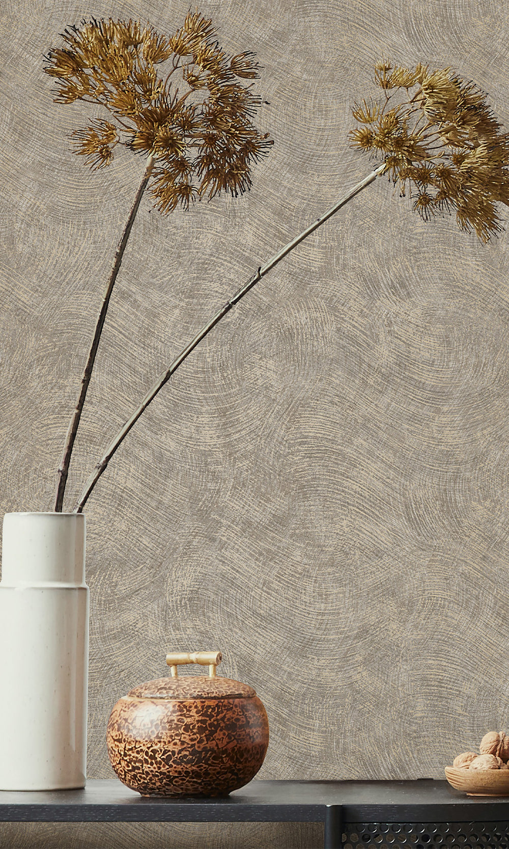 Dark Grey Wave Motion Textured Wallpaper R9703