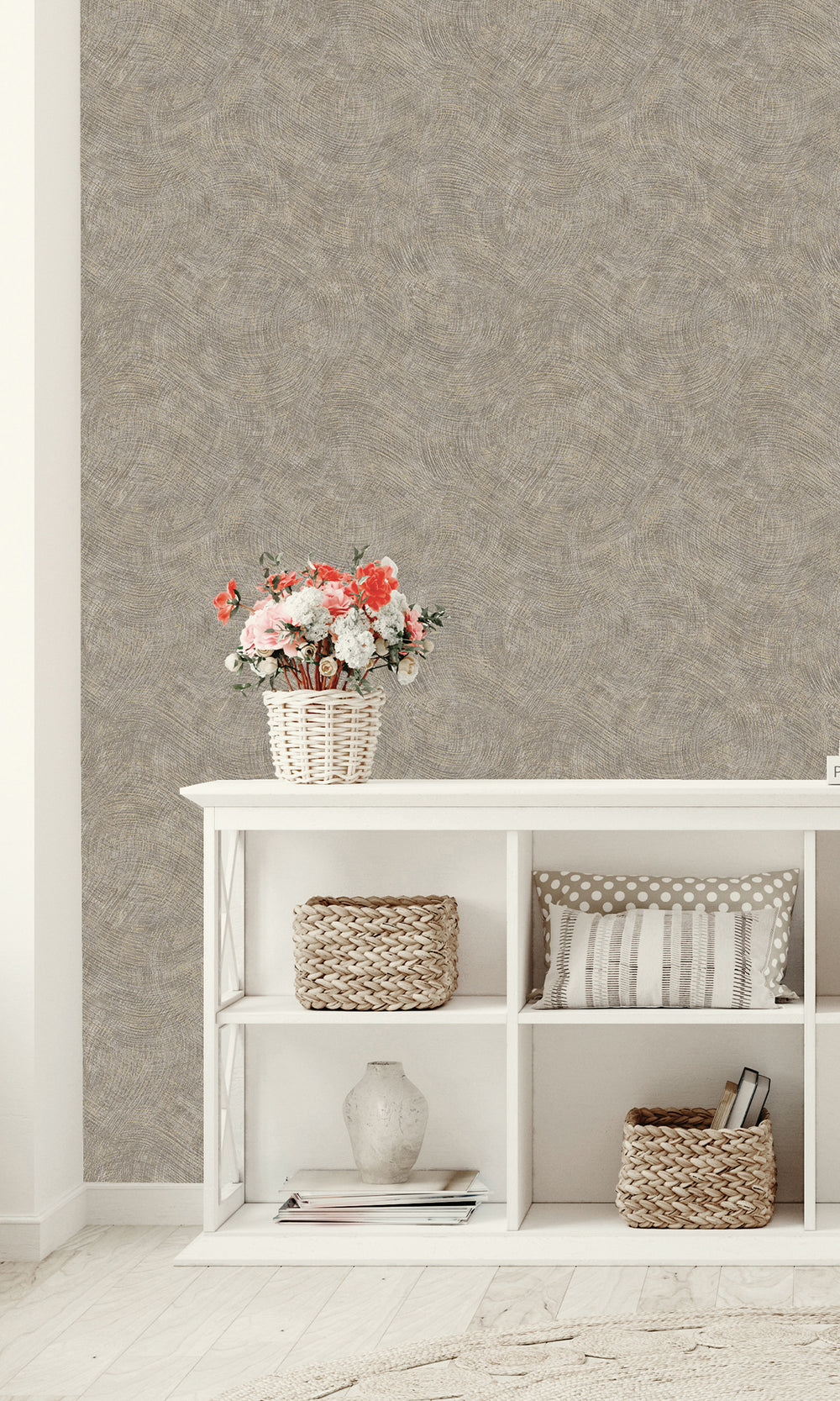 Dark Grey Wave Motion Textured Wallpaper R9703