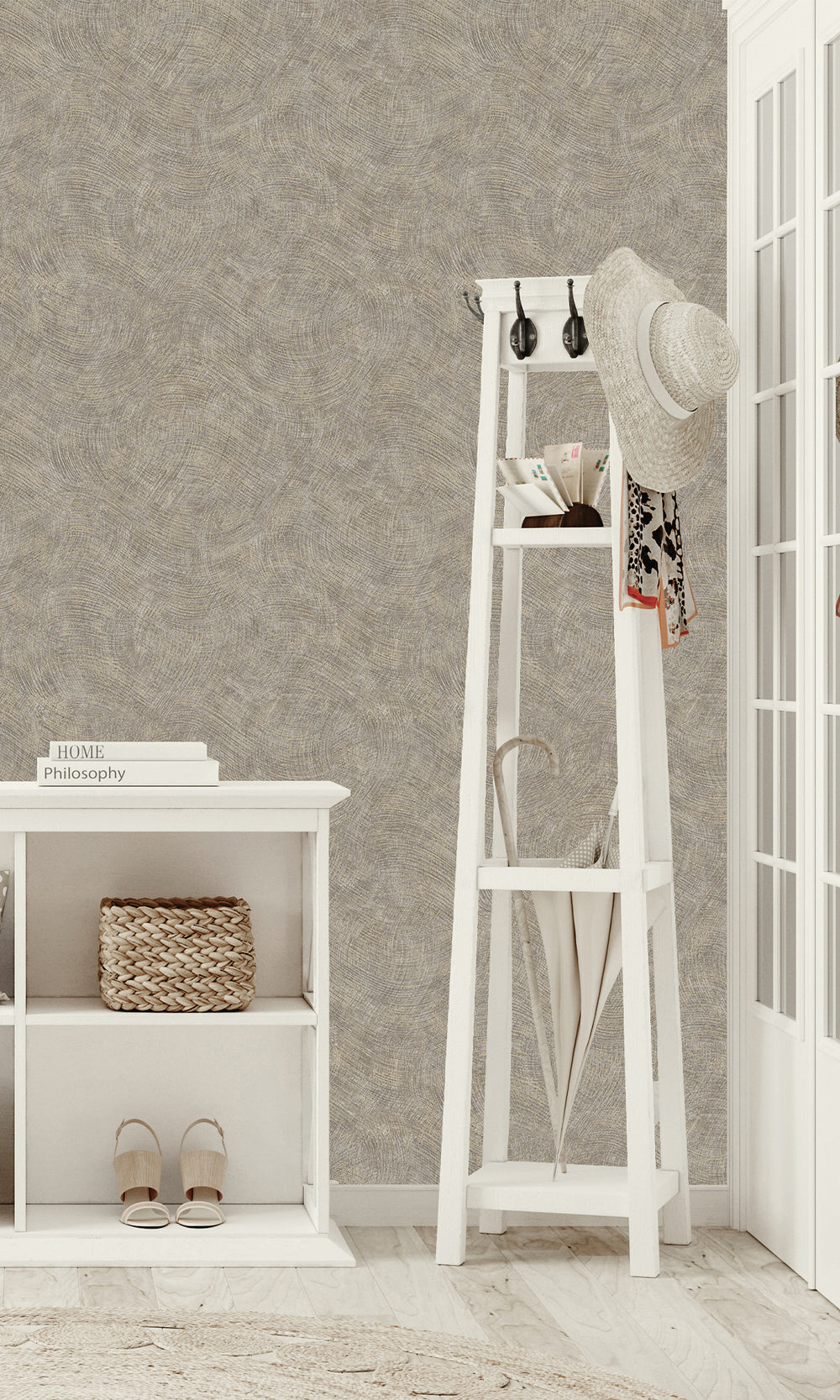 Dark Grey Wave Motion Textured Wallpaper R9703