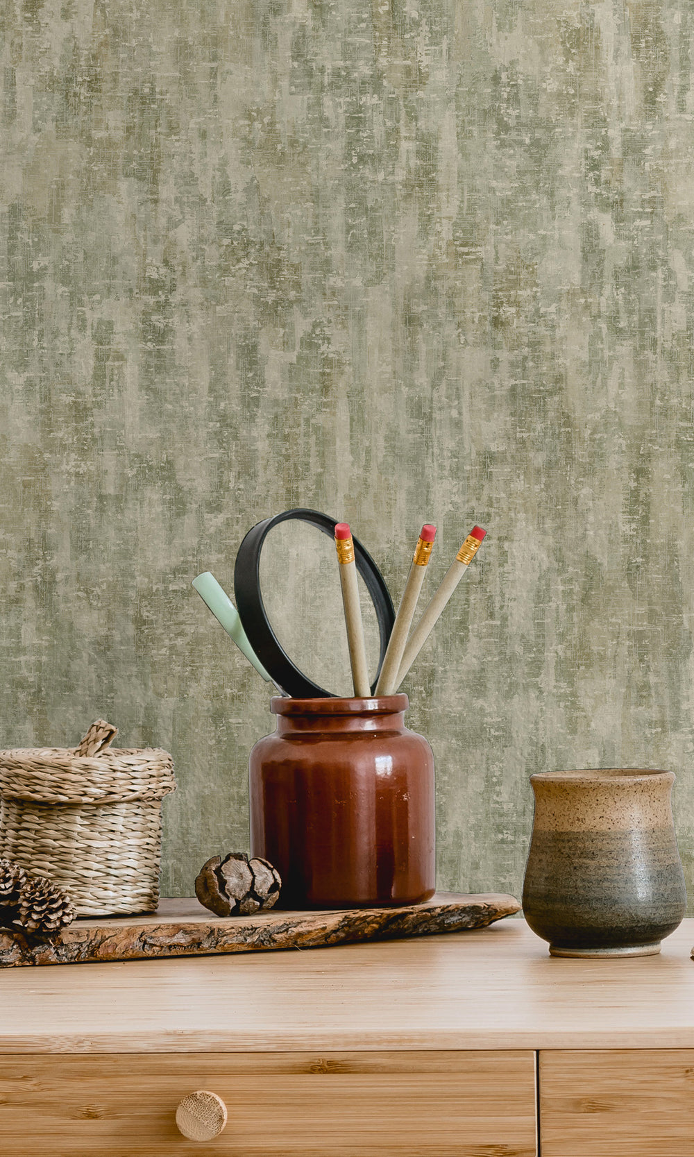 Sage Watercolor Wash Textured Wallpaper R9706