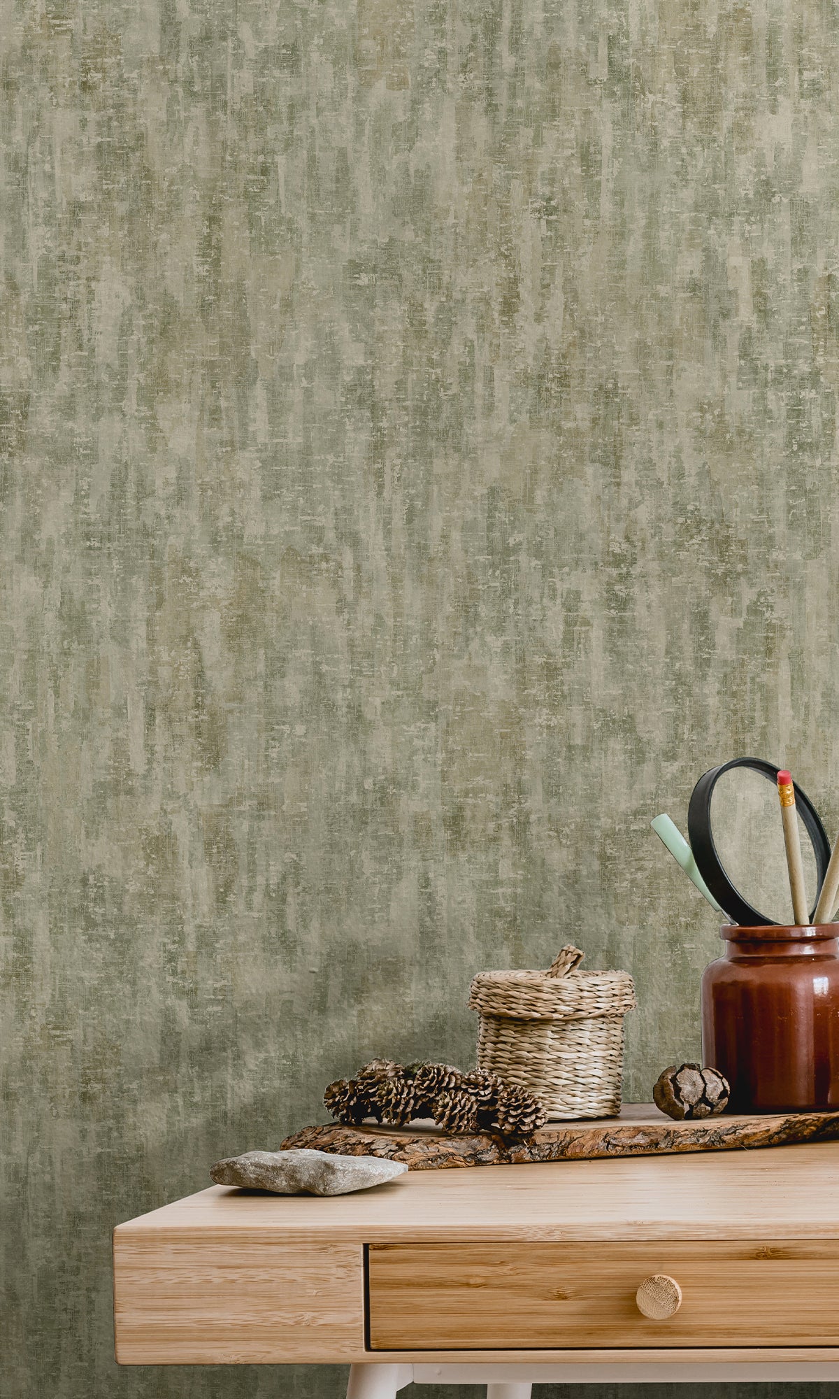 Sage  Watercolor Wash Textured Wallpaper R9706