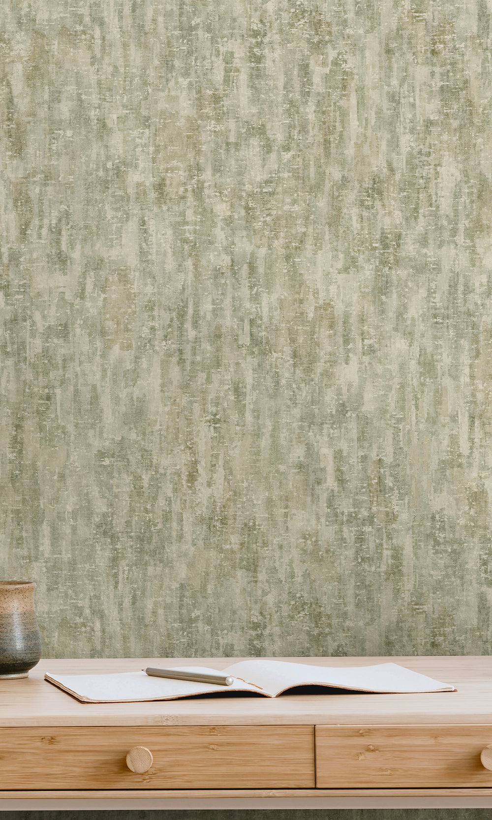 Sage Watercolor Wash Textured Wallpaper R9706