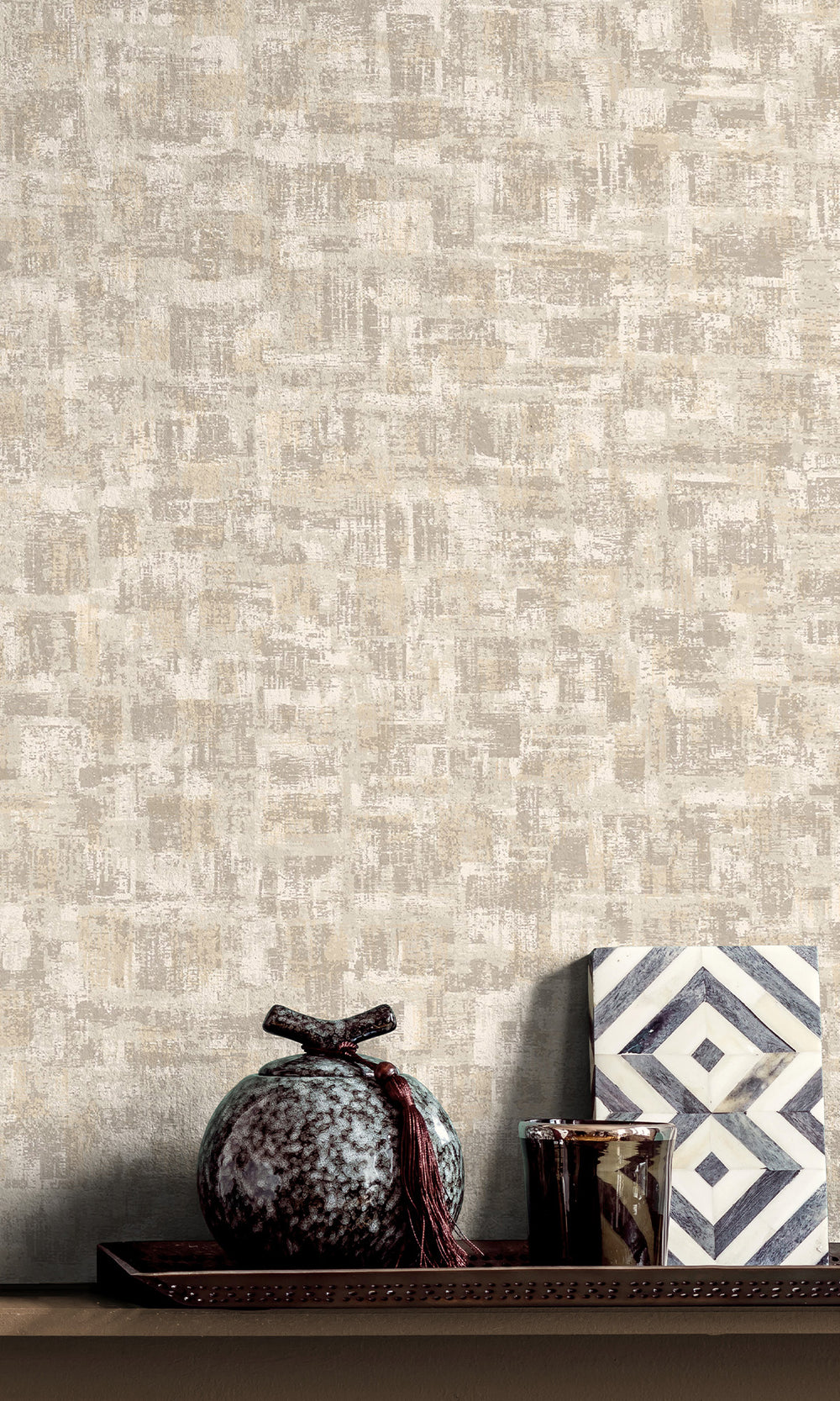 Dove Brushed Block Textured Wallpaper R9708