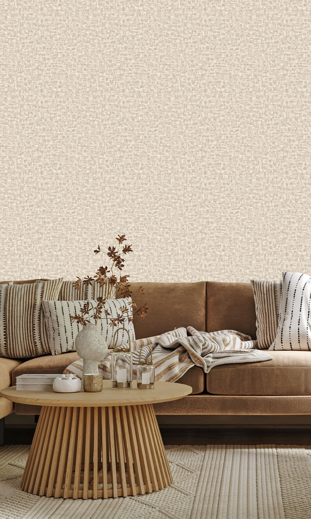 Dove Brushed Block Textured Wallpaper R9708