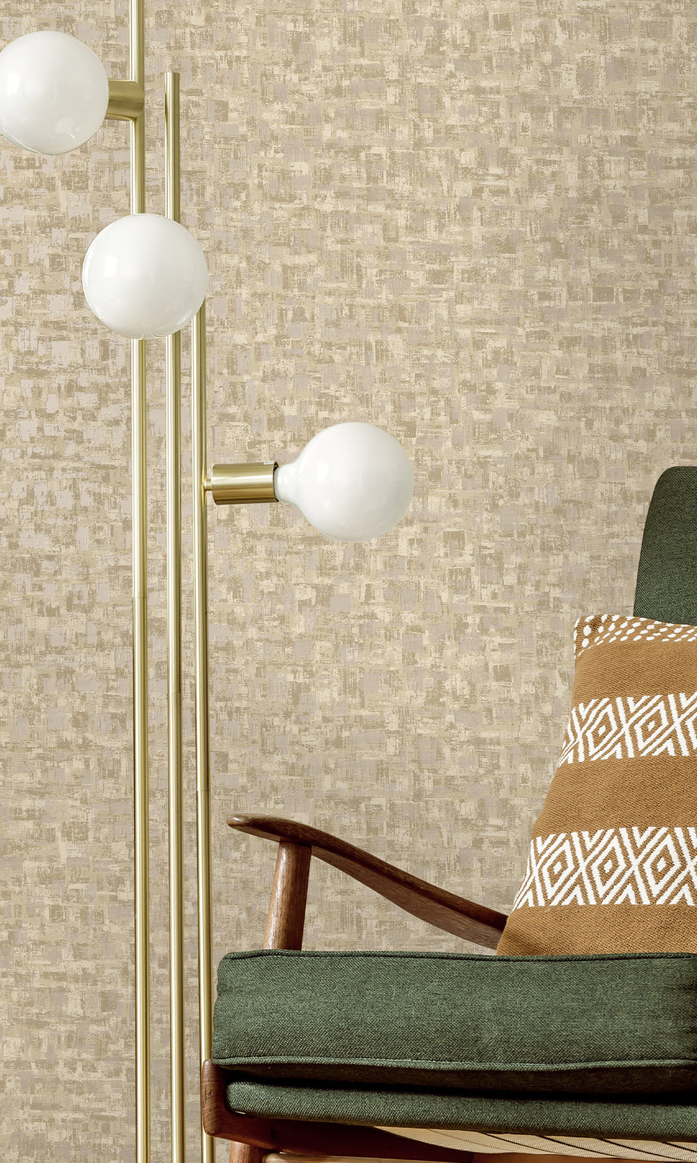 Cream Brushed Block Textured Wallpaper R9709