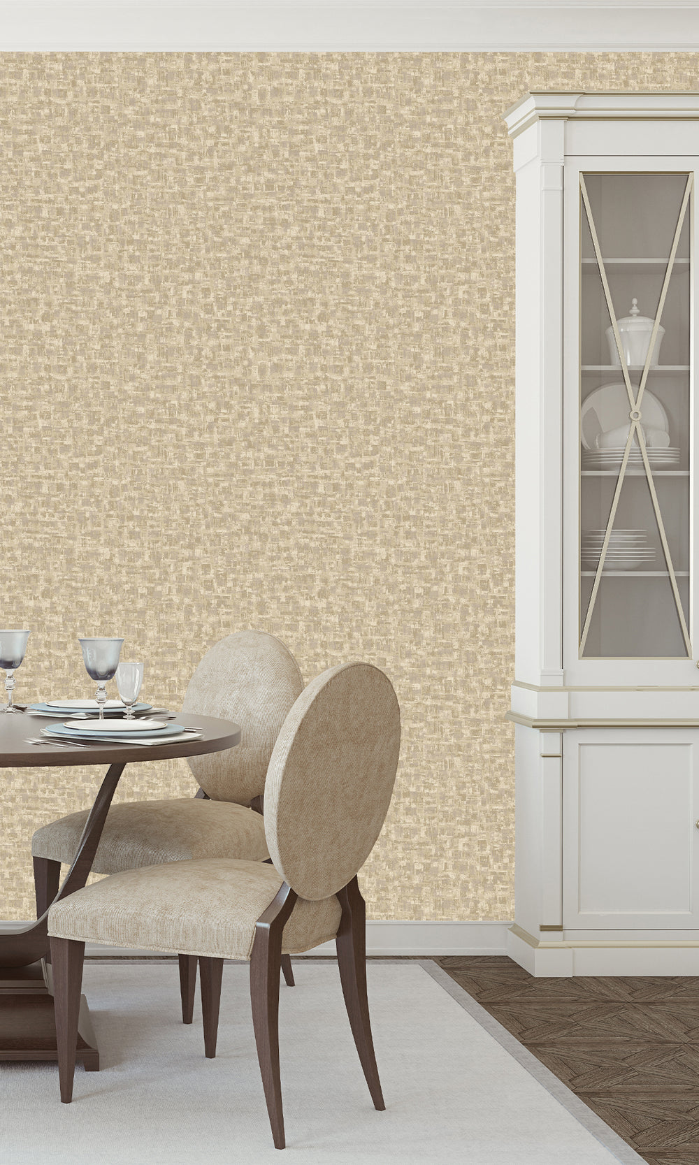 Cream Brushed Block Textured Wallpaper R9709