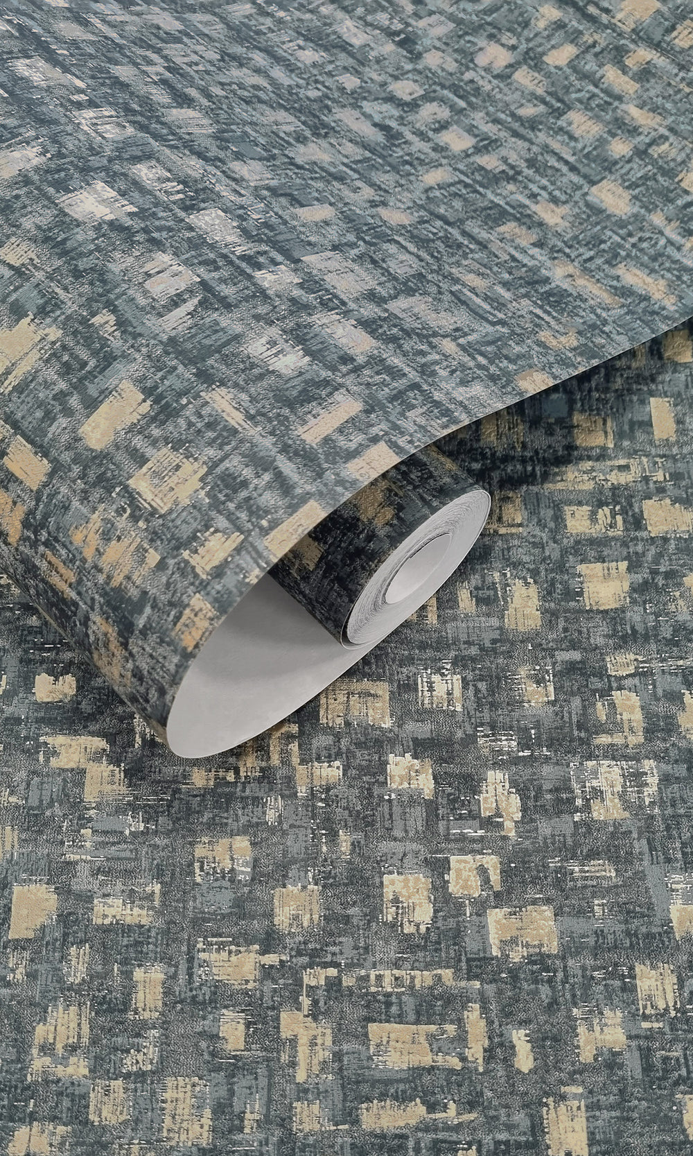 Blue Brushed Block Textured Wallpaper R9711