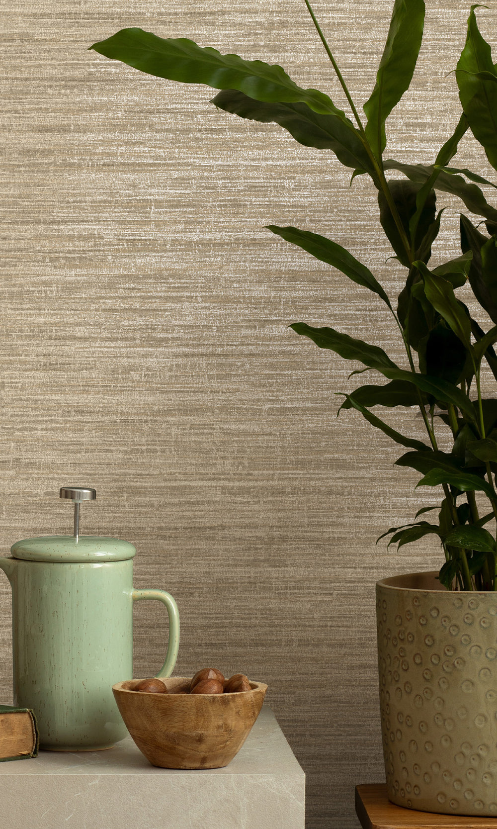 Taupe Handwoven Weave Textured Wallpaper R9713