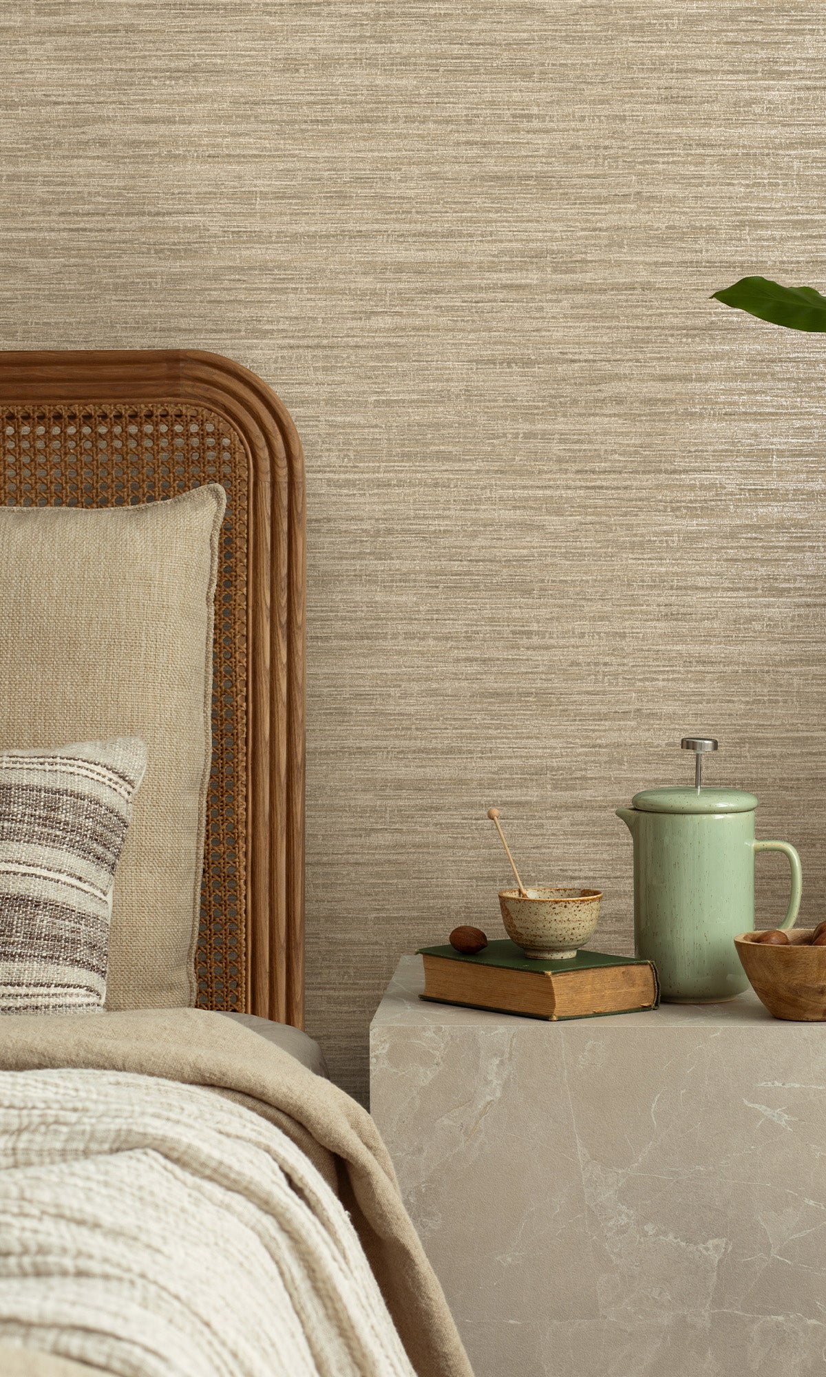 Taupe Handwoven Weave Textured Wallpaper R9713